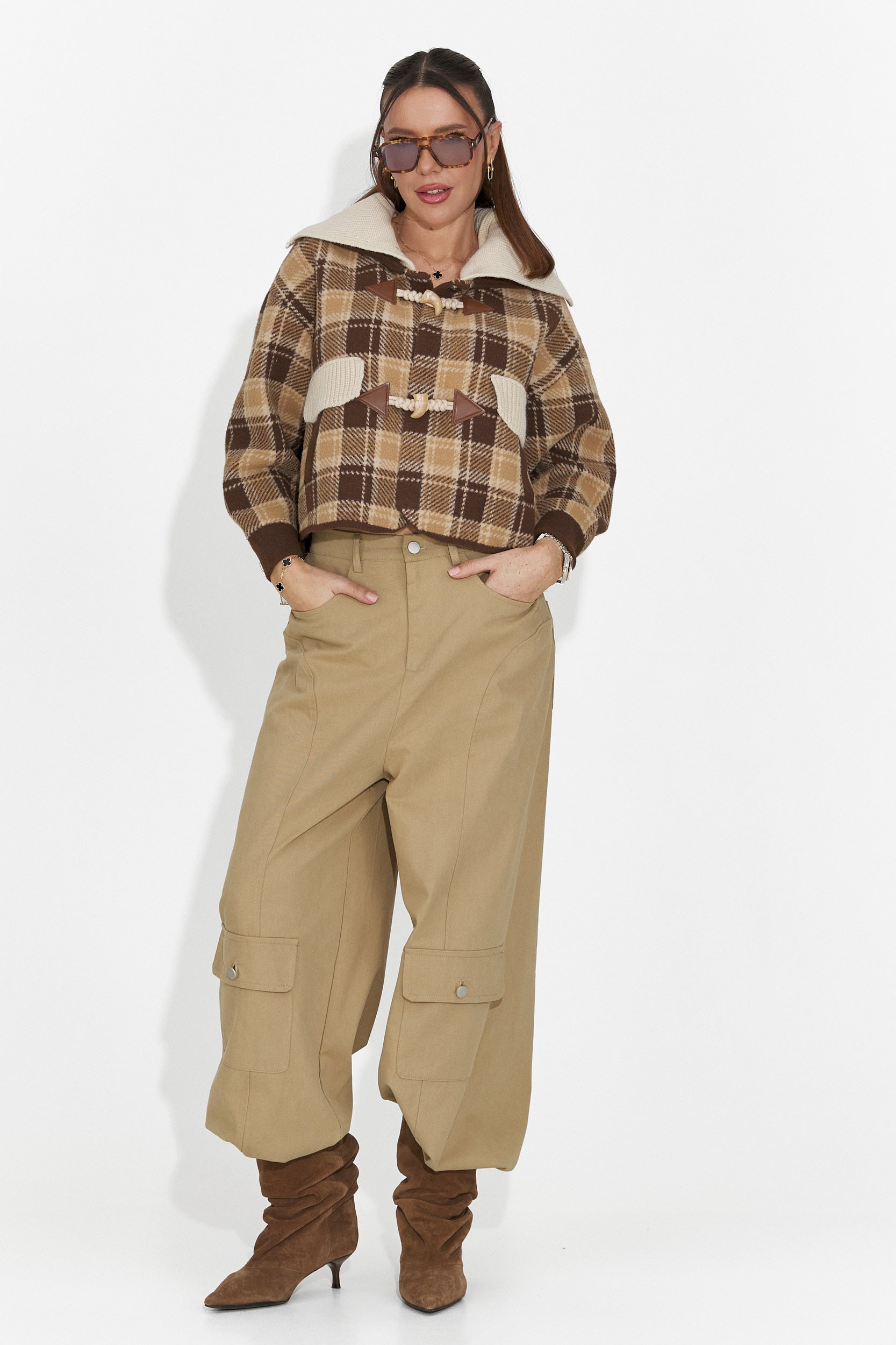 Női barna hétköznapi nadrág Nederia Bogas