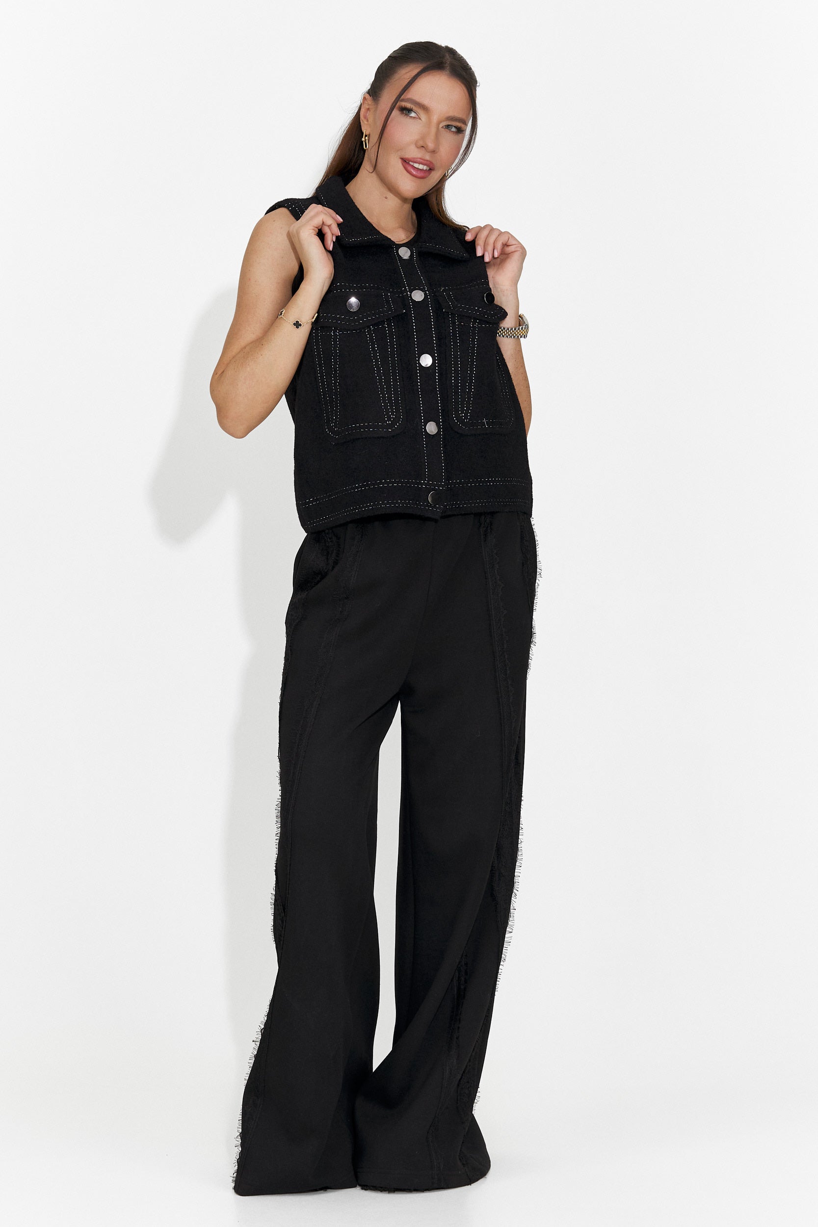 Zarania Bogas Kényelmes Fekete Női Nadrág