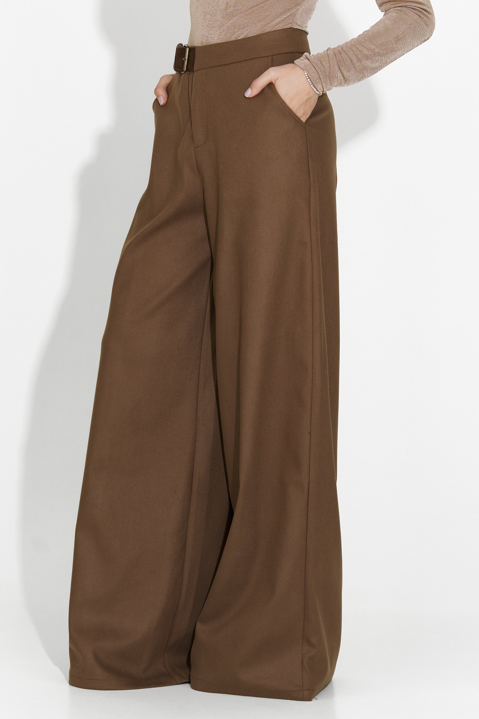 Velira Bogas Elegáns Barna Női Nadrág