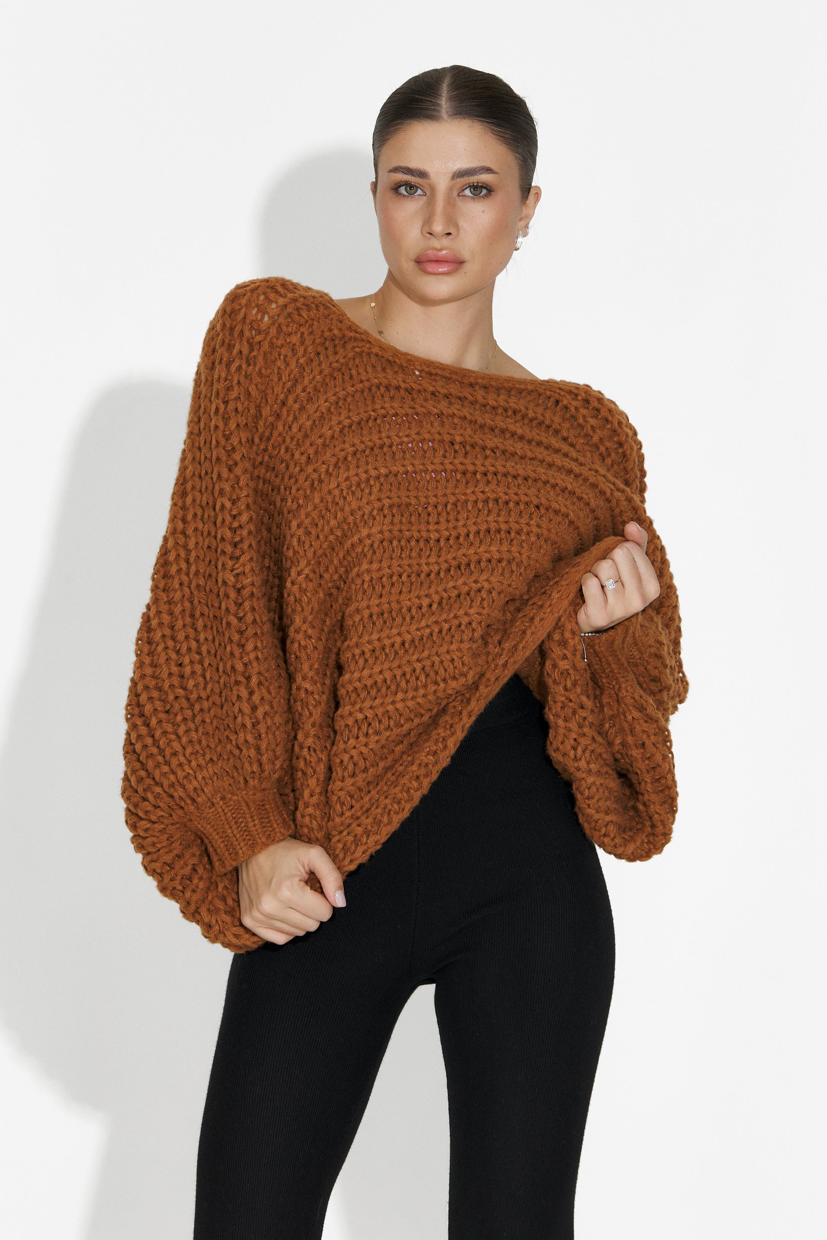 Raviana Bogas barna női hétköznapi pulóver