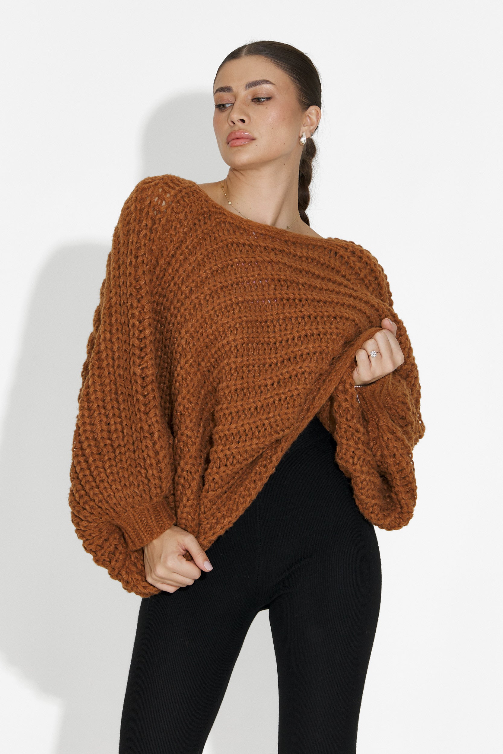 Raviana Bogas barna női hétköznapi pulóver