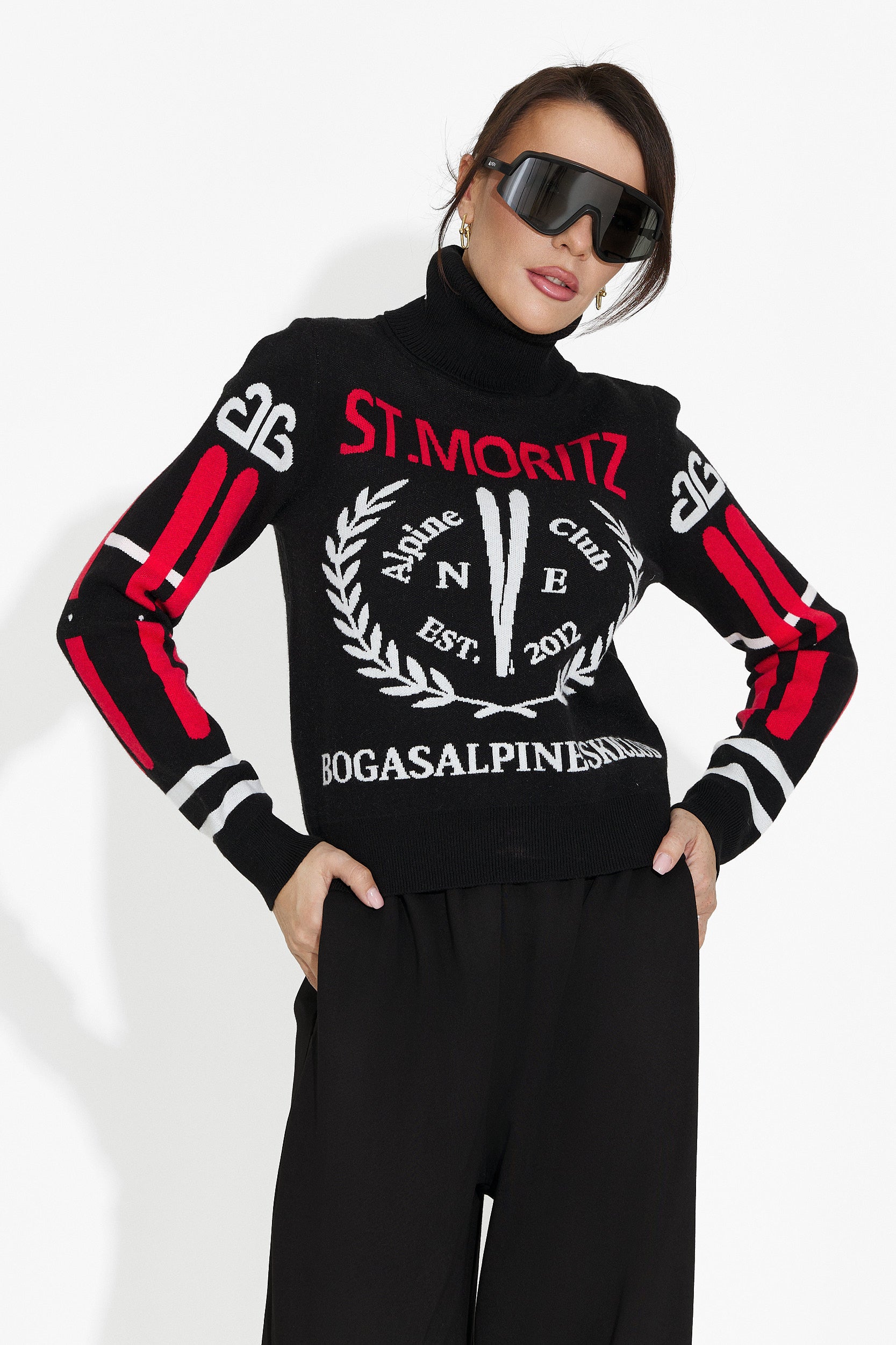 Női fekete alkalmi pulóver Fabina Bogas