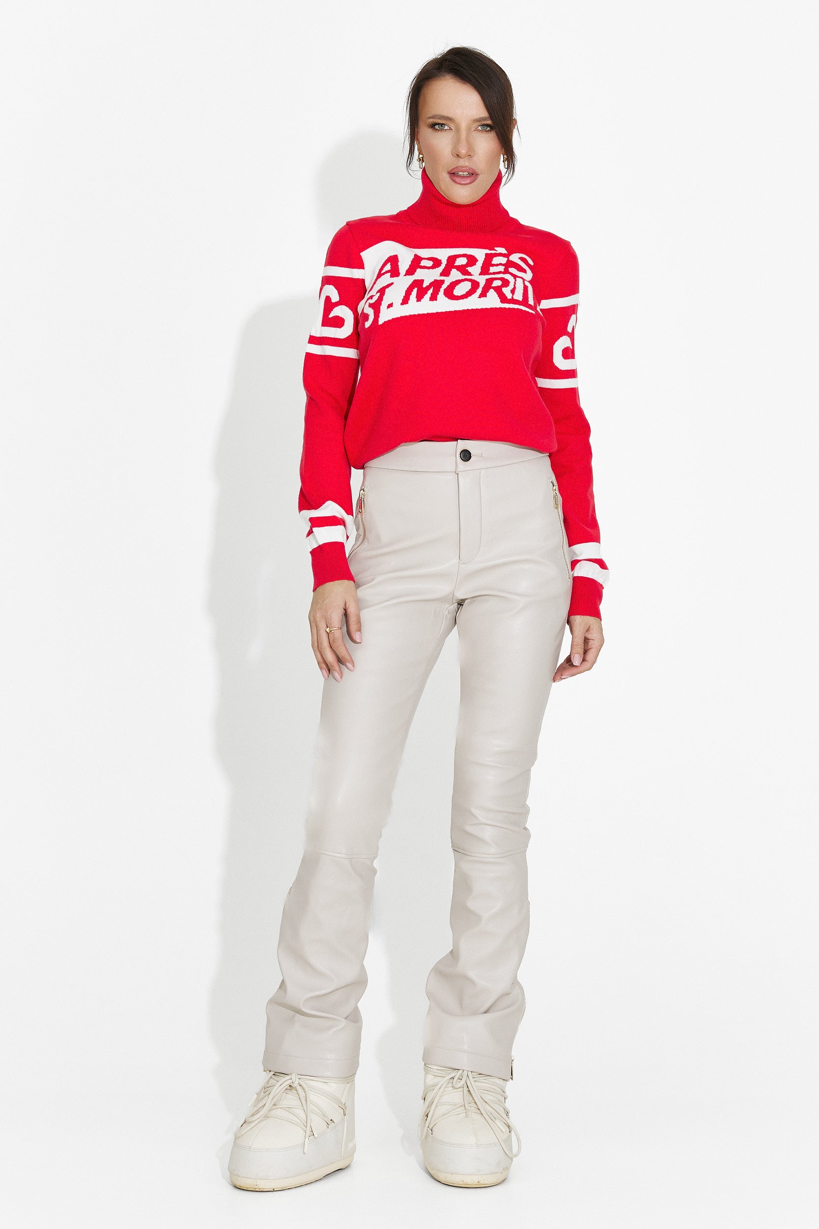 Női piros, hétköznapi pulóver Nelora Bogas