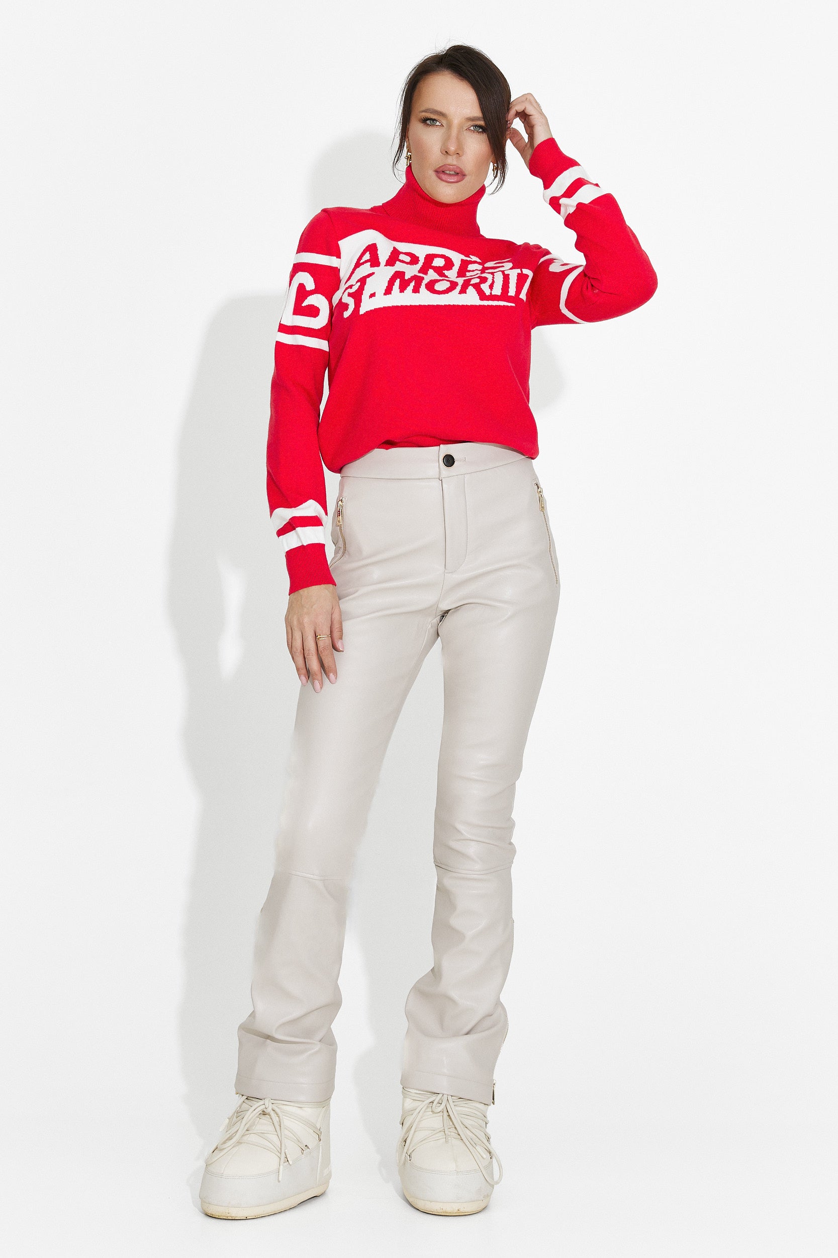 Női piros, hétköznapi pulóver Nelora Bogas