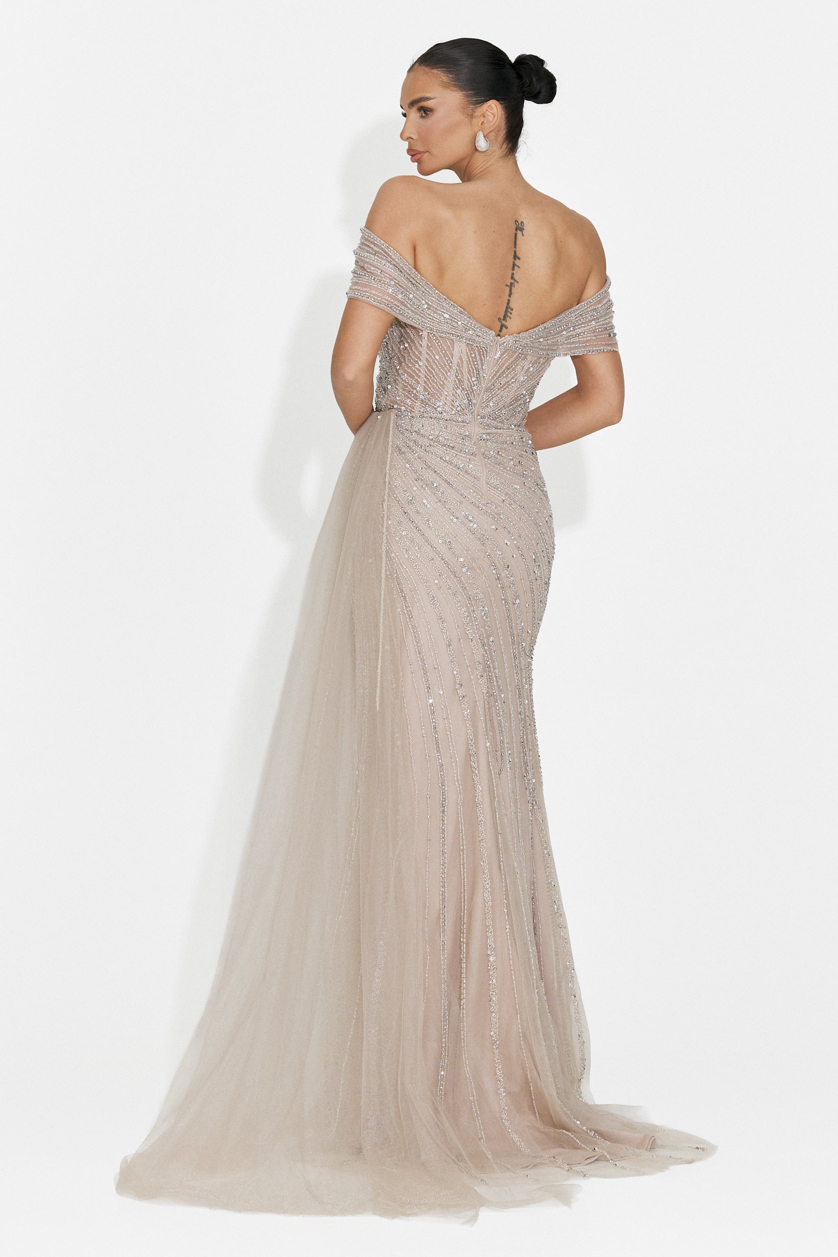 Rochie dama lunga bej Heike Bogas
