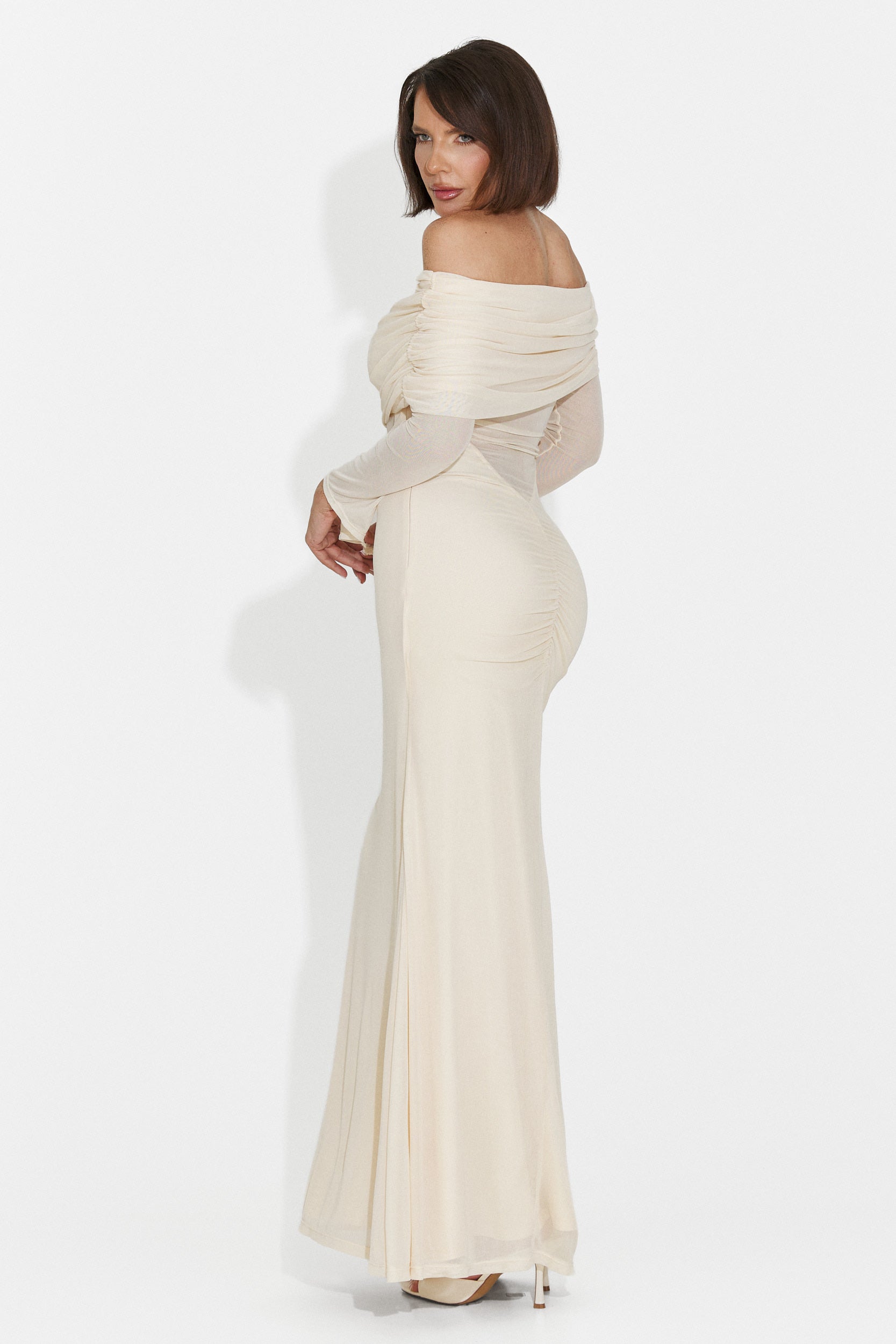 Rochie dama lunga bej Laura Bogas