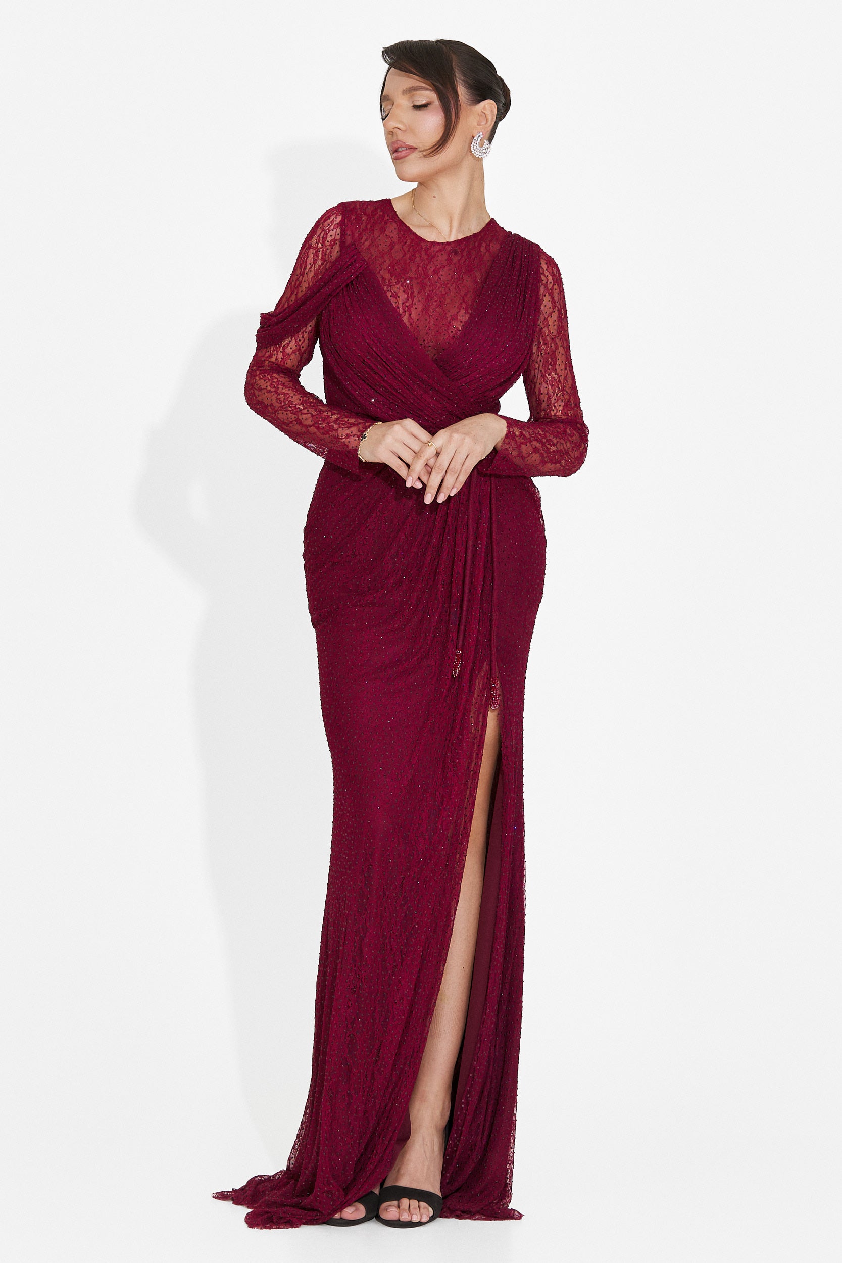 Rochie dama lunga burgundy Herminia Bogas