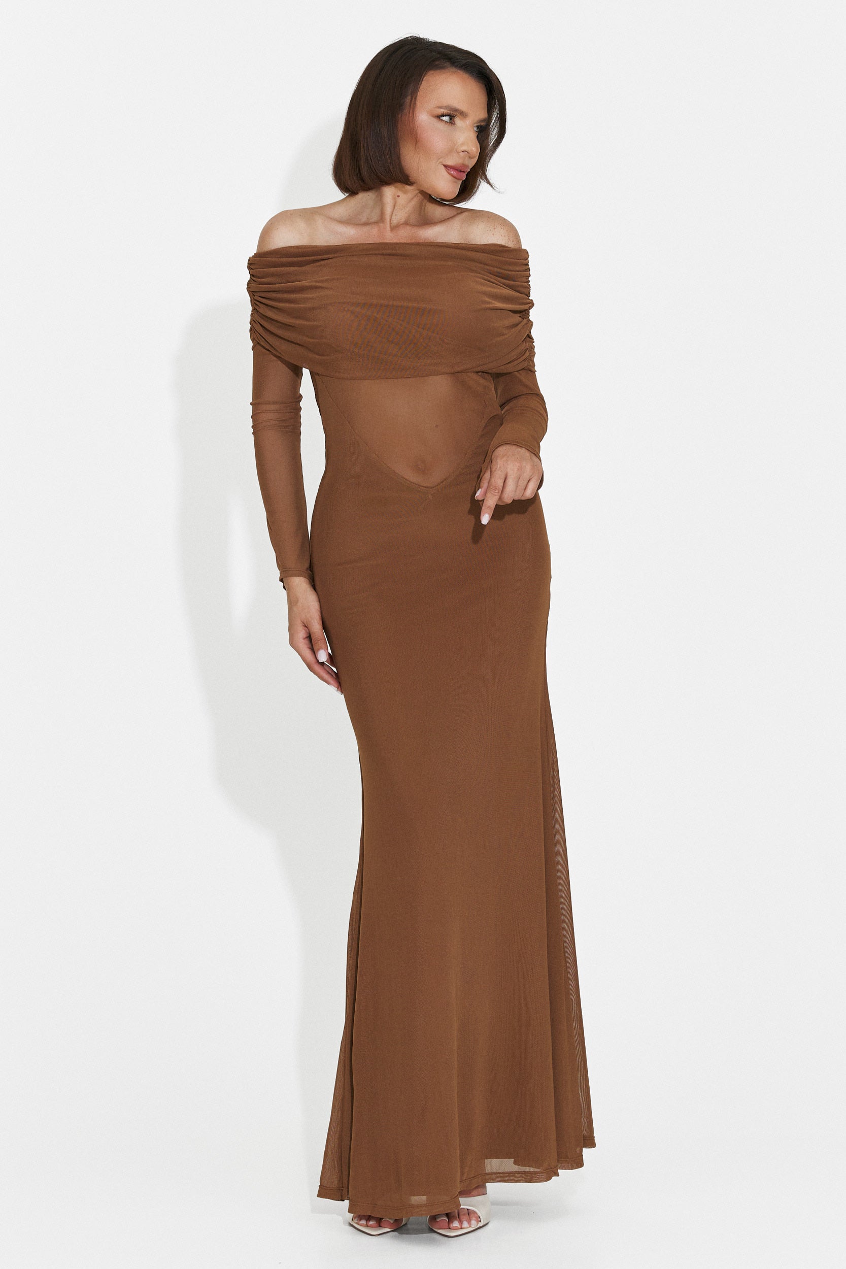 Rochie dama lunga maro Laura Bogas