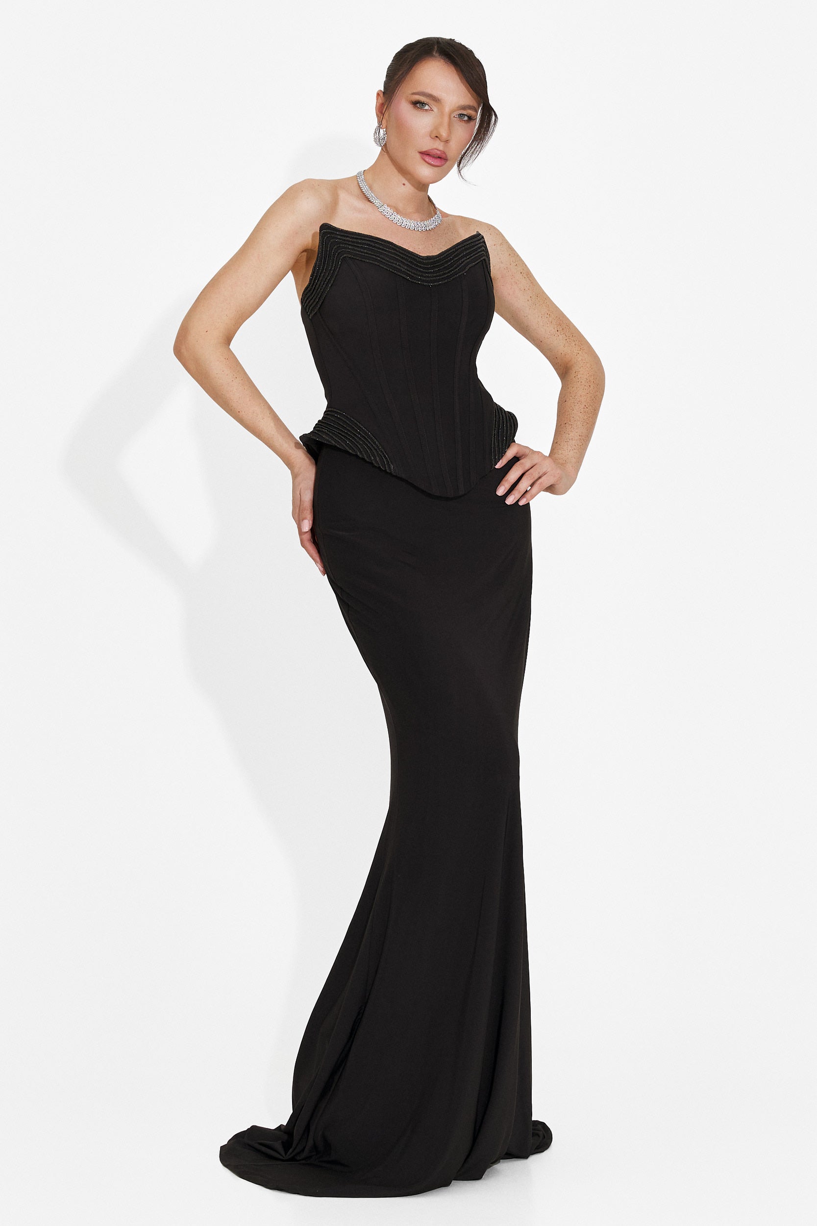 Rochie dama lunga neagra Caylei Bogas