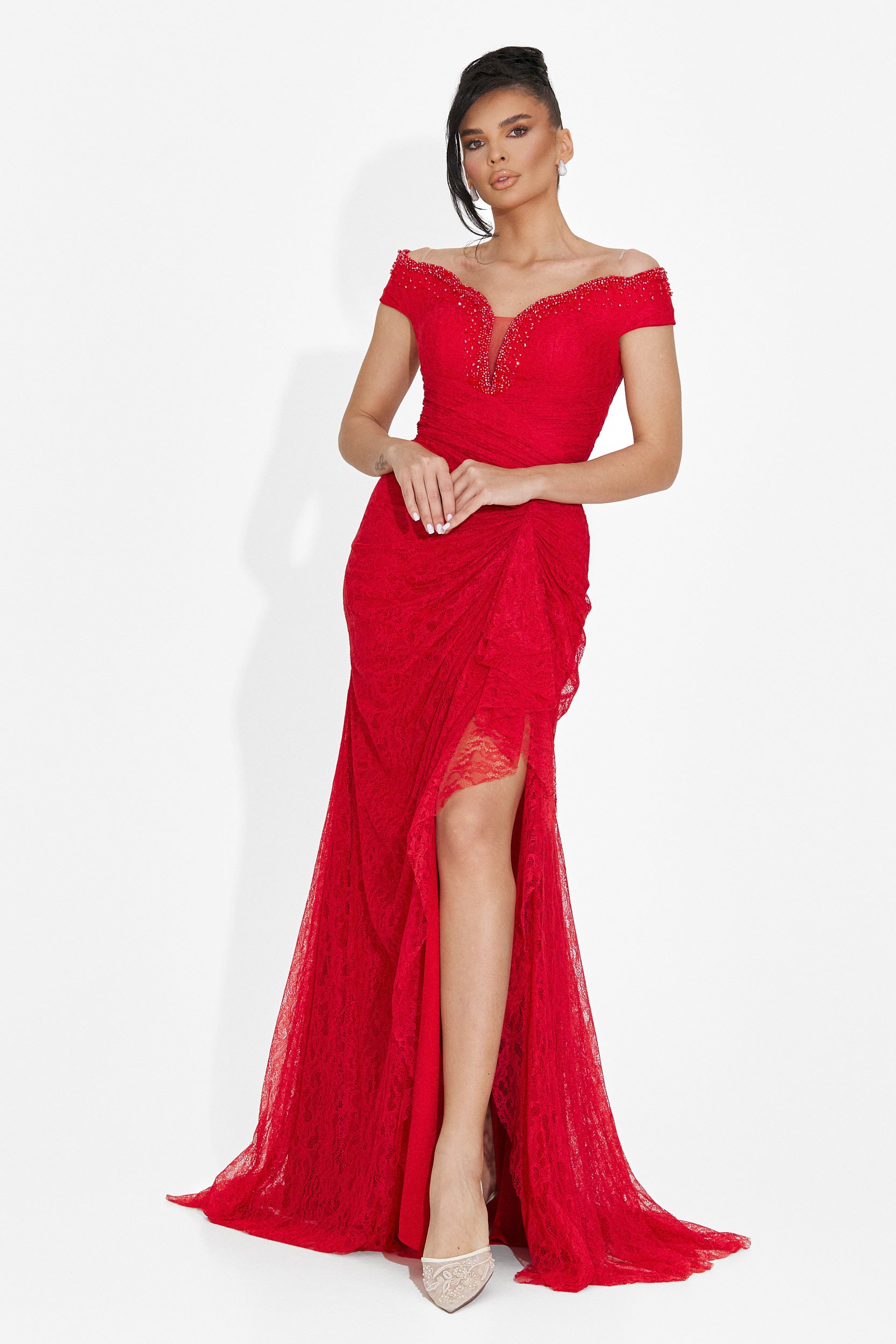 Rochie dama lunga rosie Sidomia Bogas