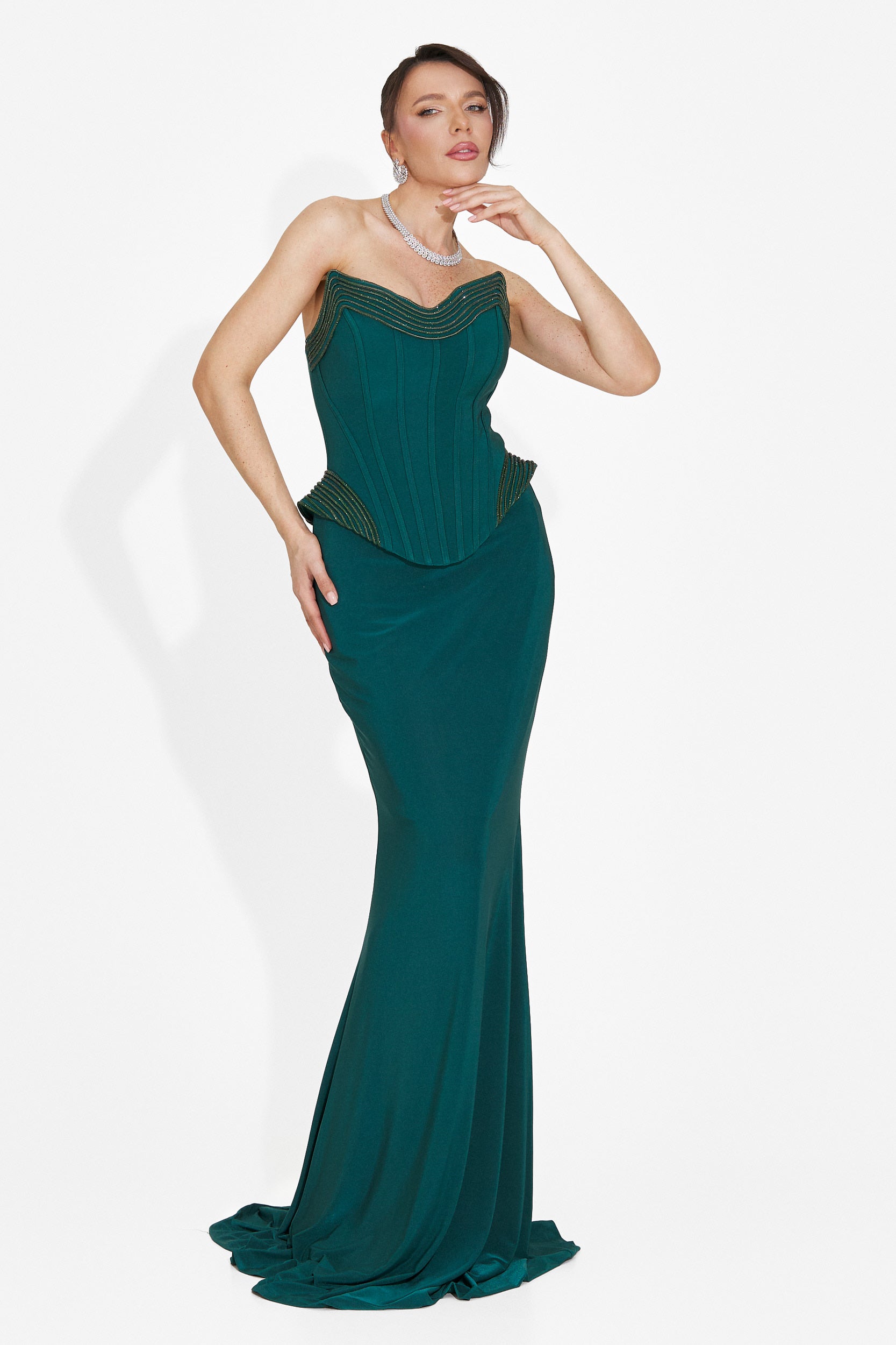 Rochie dama lunga verde Caylei Bogas