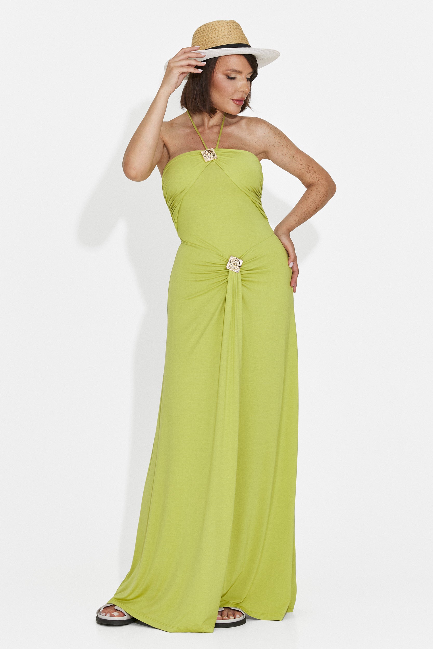 Rochie dama lunga verde Helene Bogas