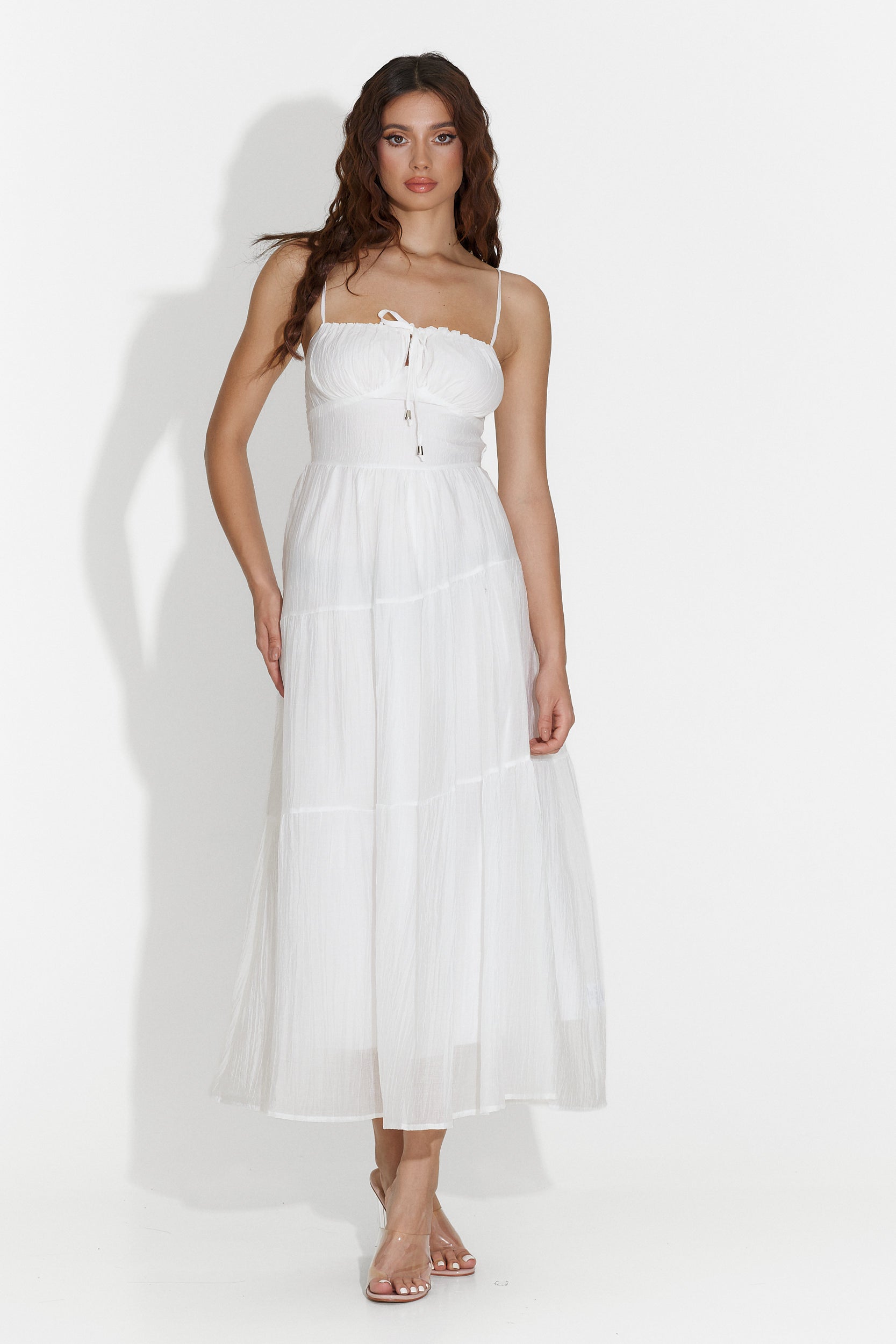 Faster Bogas közepes hosszúságú fehér női ruha