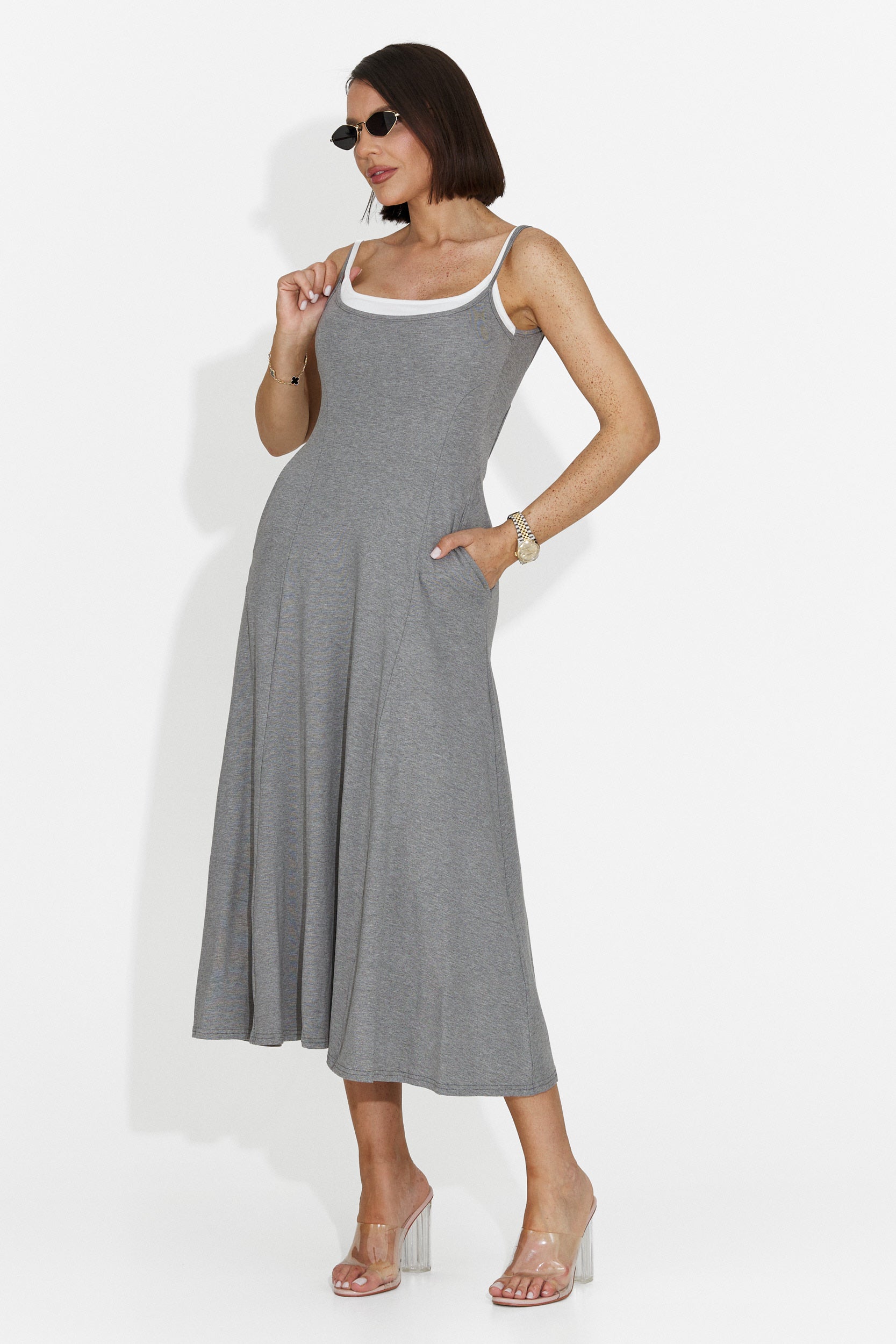 Rochie dama midi gri Anuria Bogas