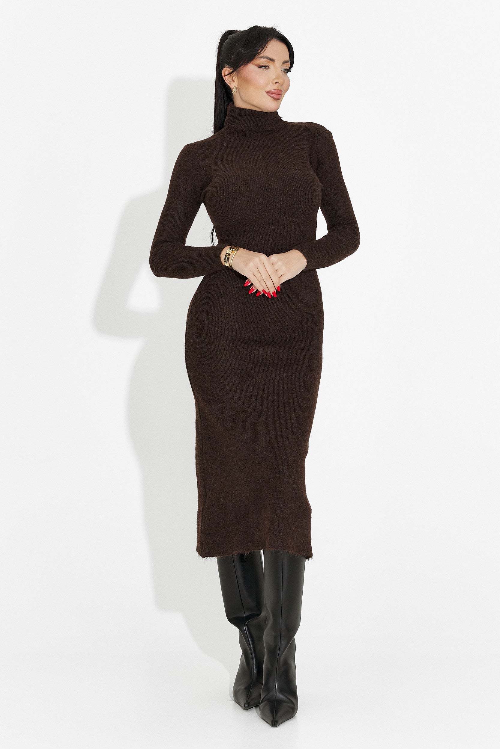 Női midi ruha barna Patrisia Bogas