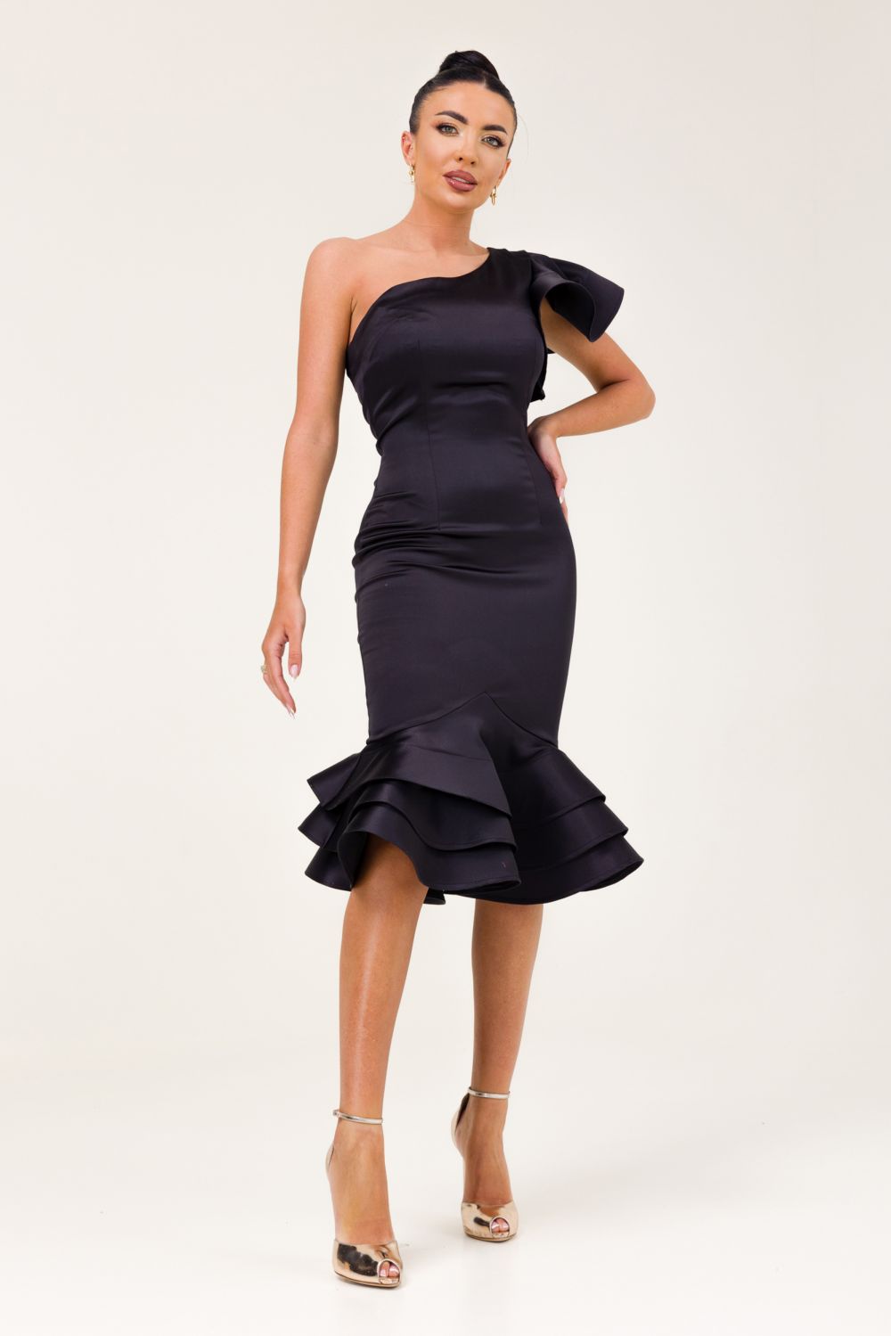 Női fekete taft midi ruha Zammy Bogas