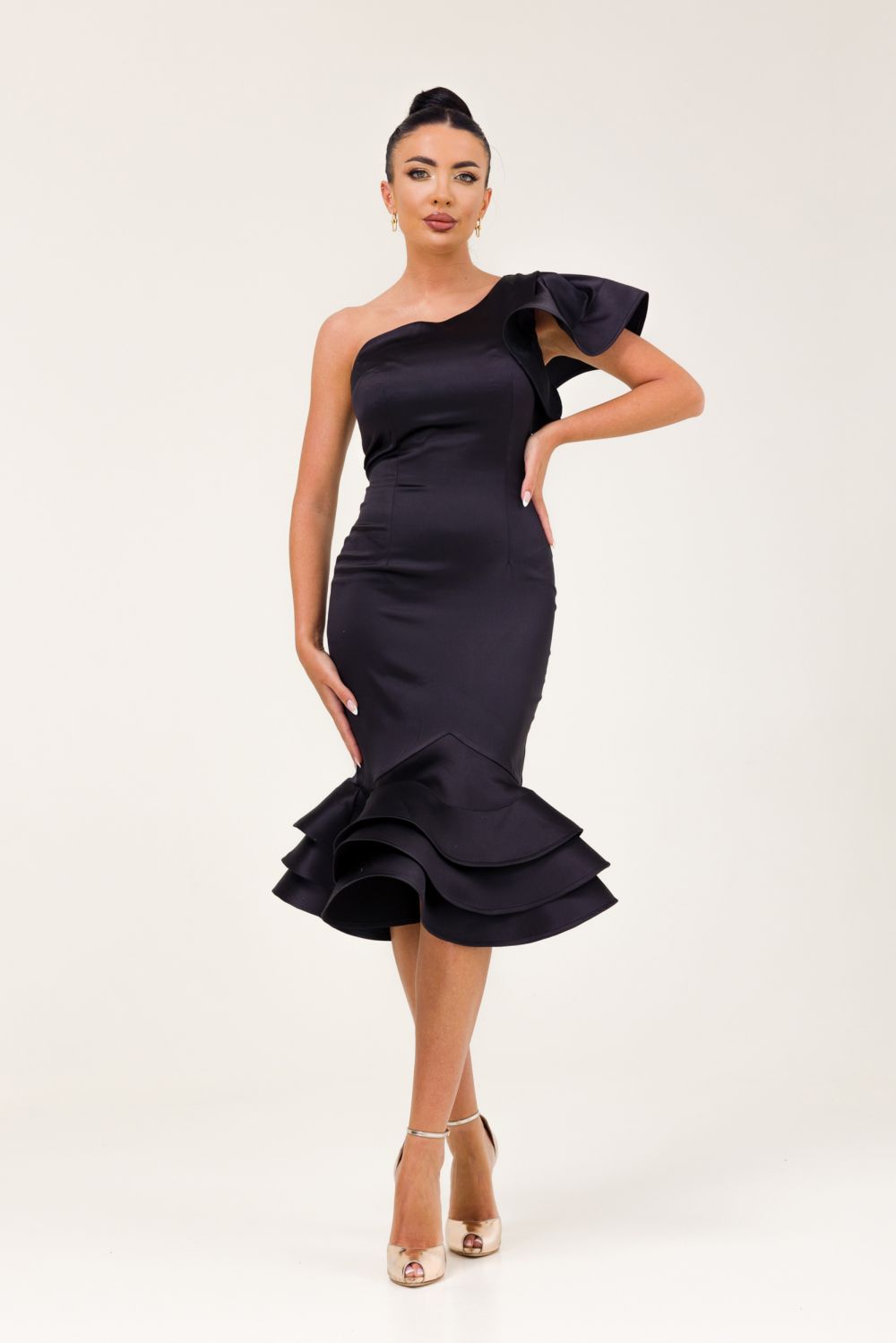 Női fekete taft midi ruha Zammy Bogas