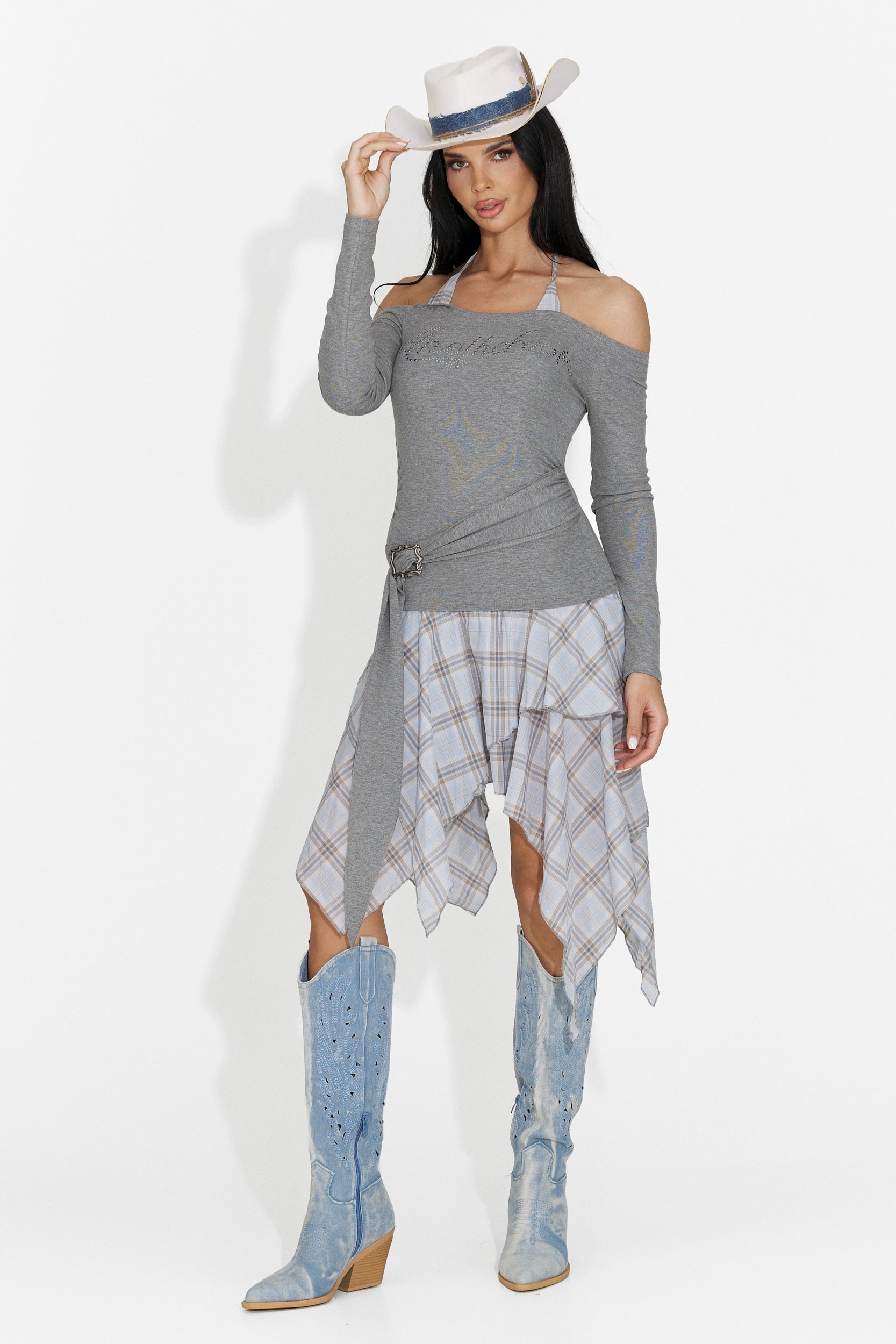 Rochie dama scurta gri Heliana Bogas