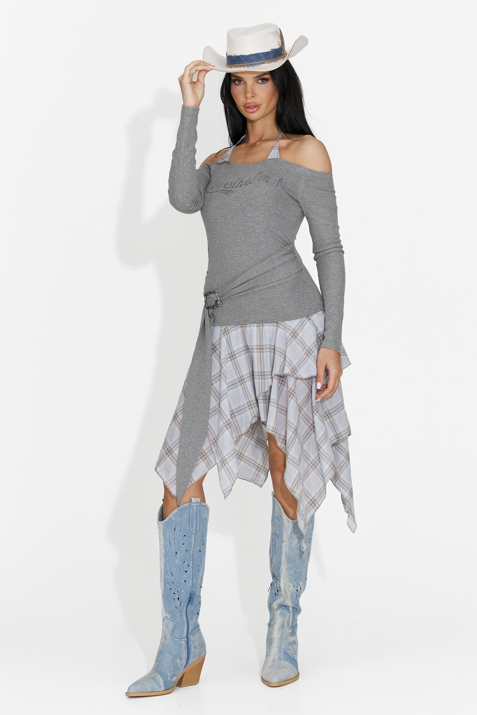 Rochie dama scurta gri Heliana Bogas