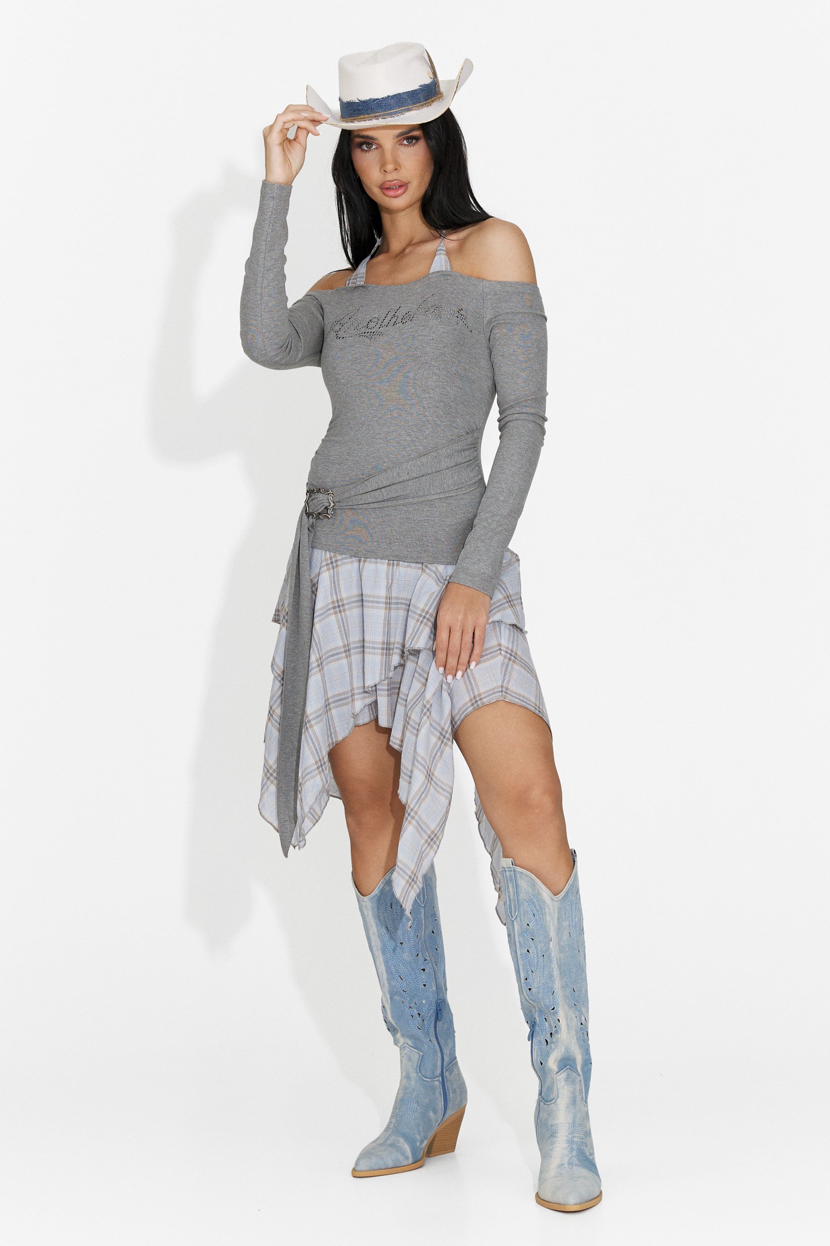 Rochie dama scurta gri Heliana Bogas