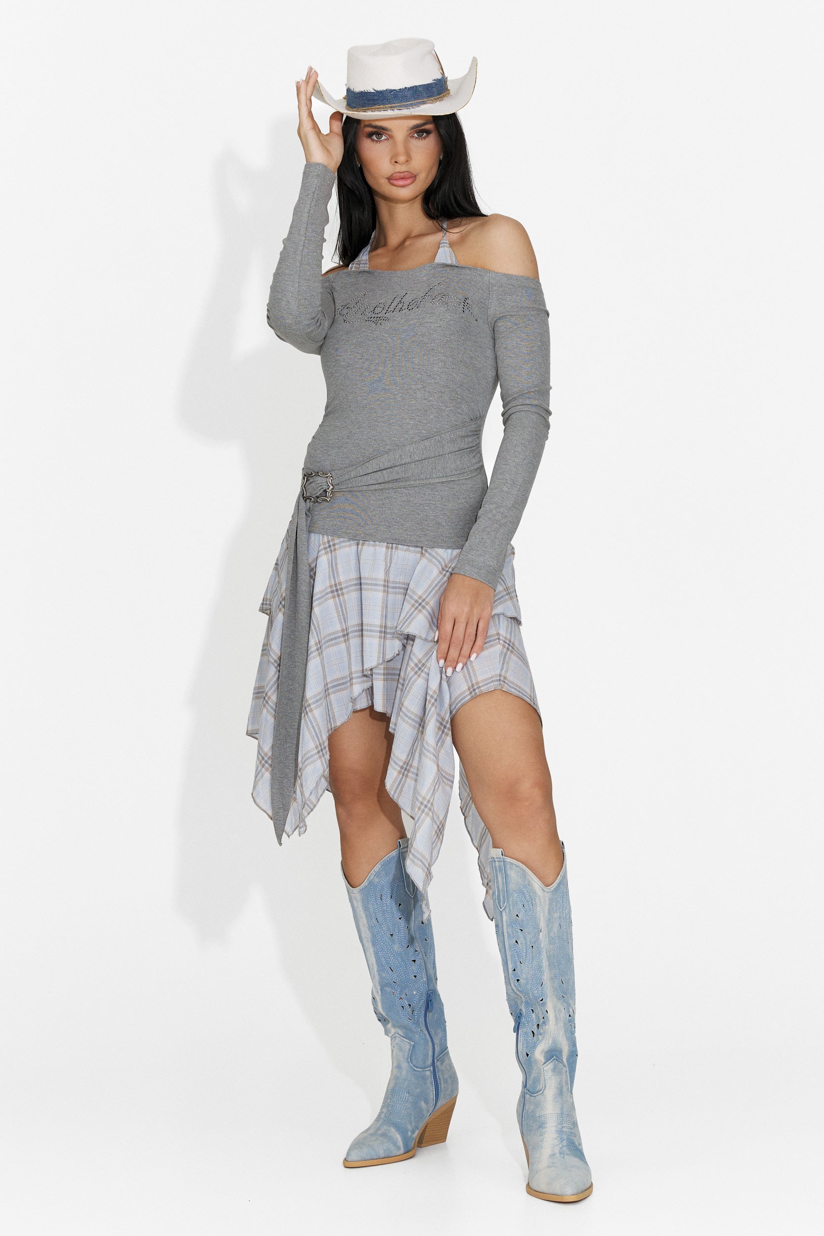 Rochie dama scurta gri Heliana Bogas