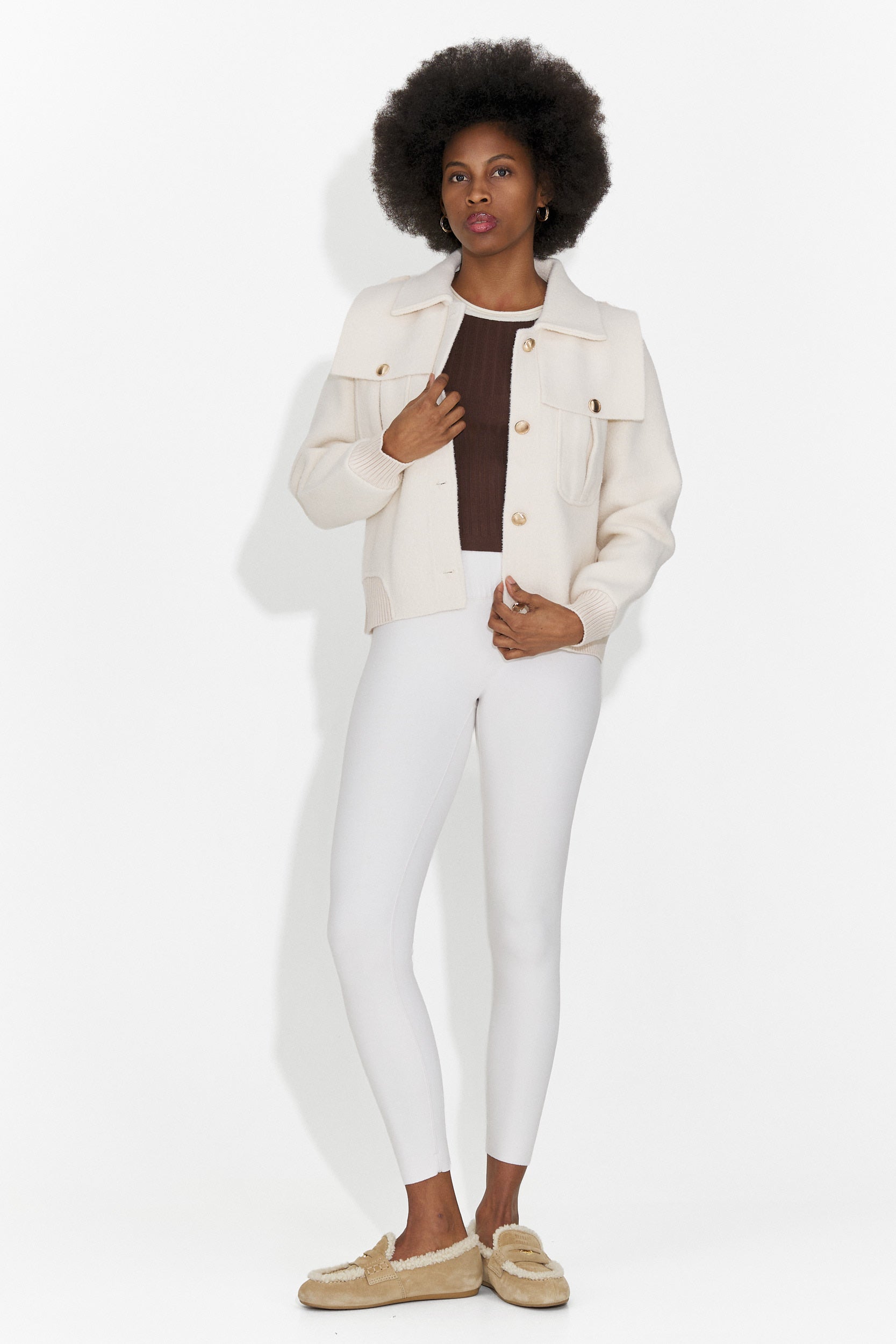 Elegáns női kabát krémszínű Stelyana Bogas