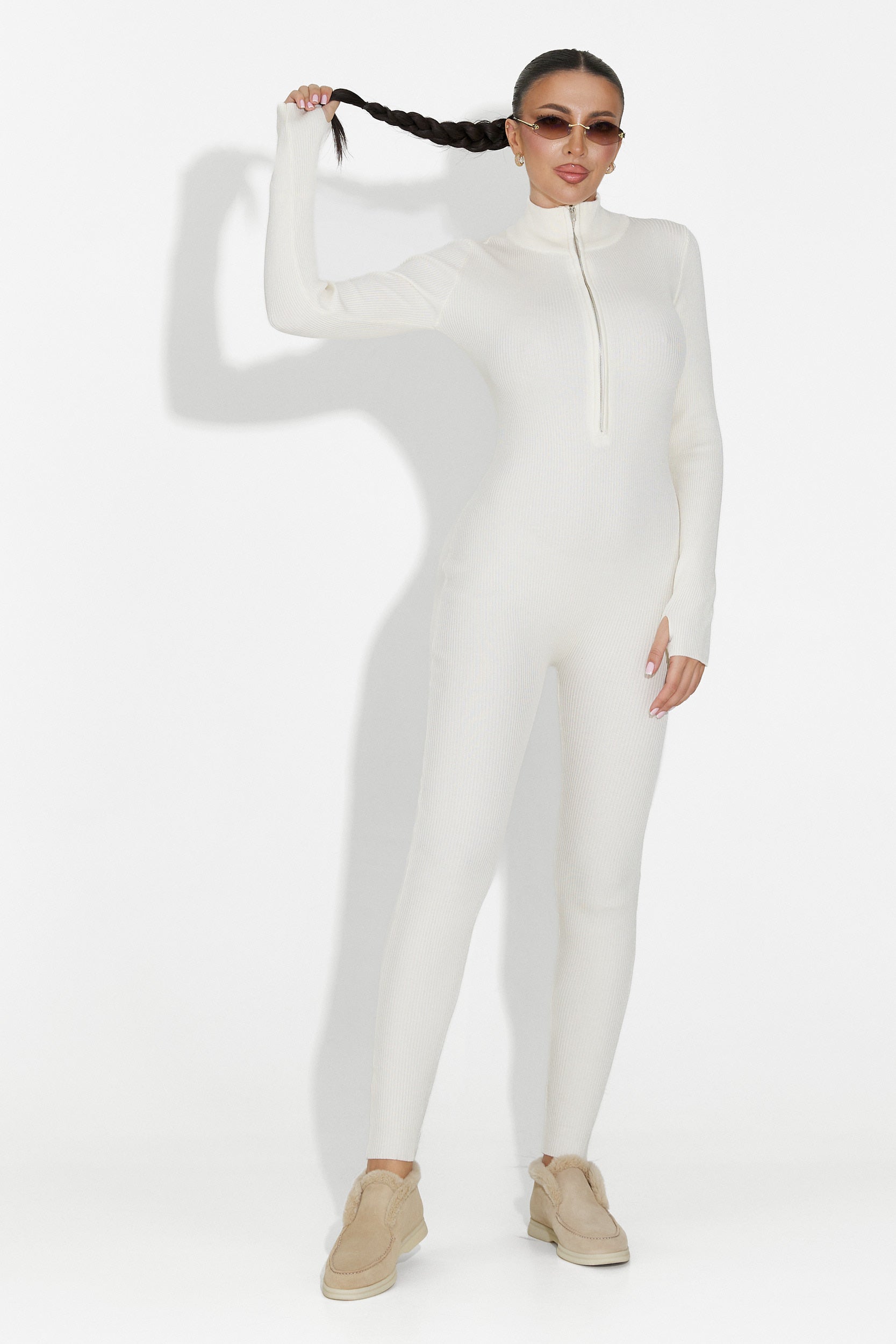 Elivra Bogas Bezs Casual Női Overál