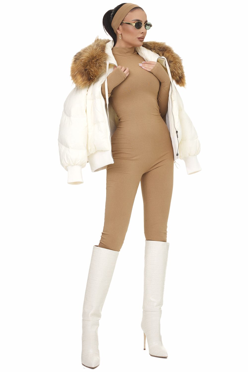 Rezely Bogas bézs színű alkalmi női jumpsuit