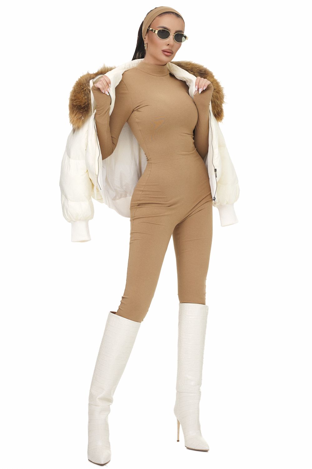 Rezely Bogas bézs színű alkalmi női jumpsuit