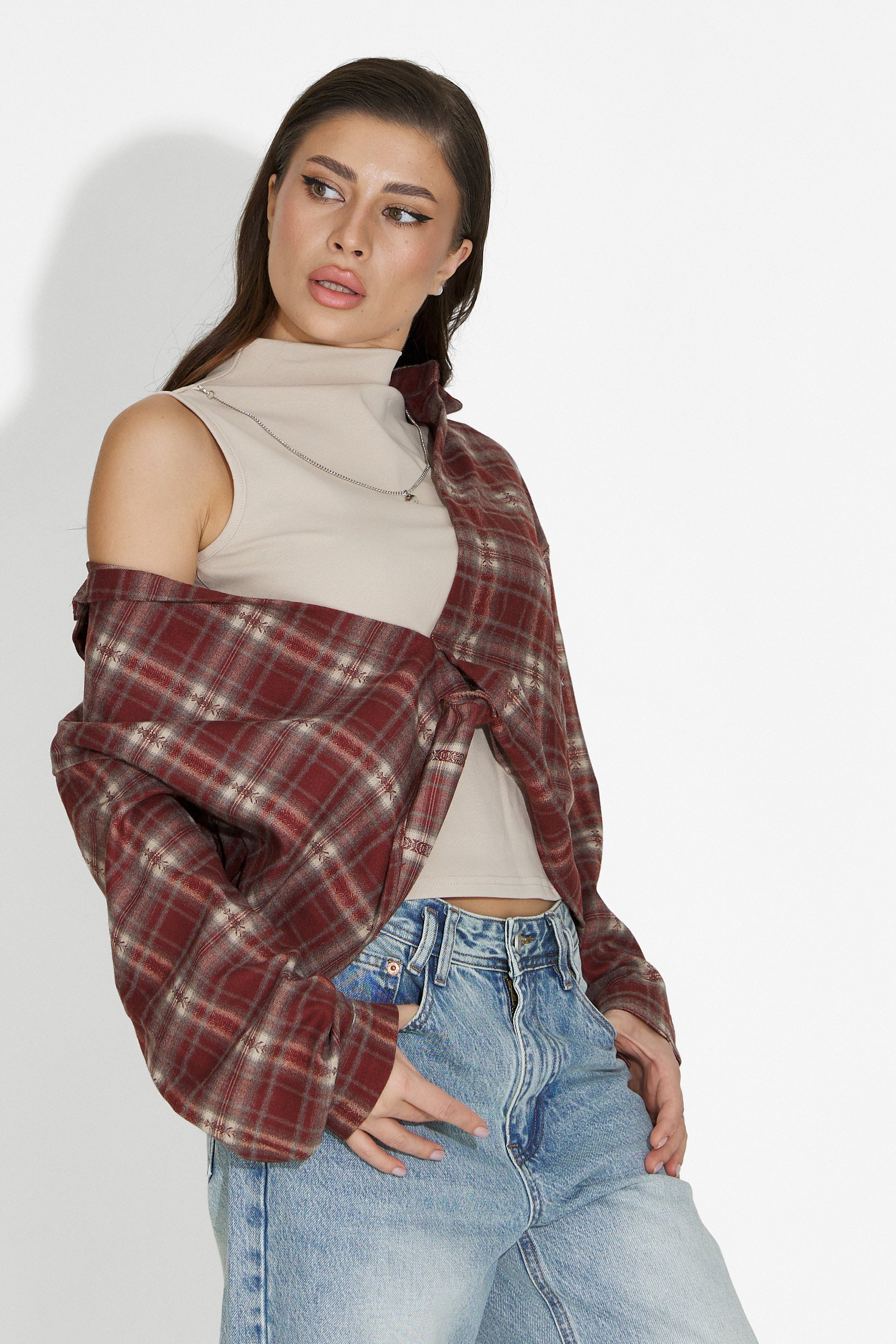 Noielia Bogas női ing és bordó top szett