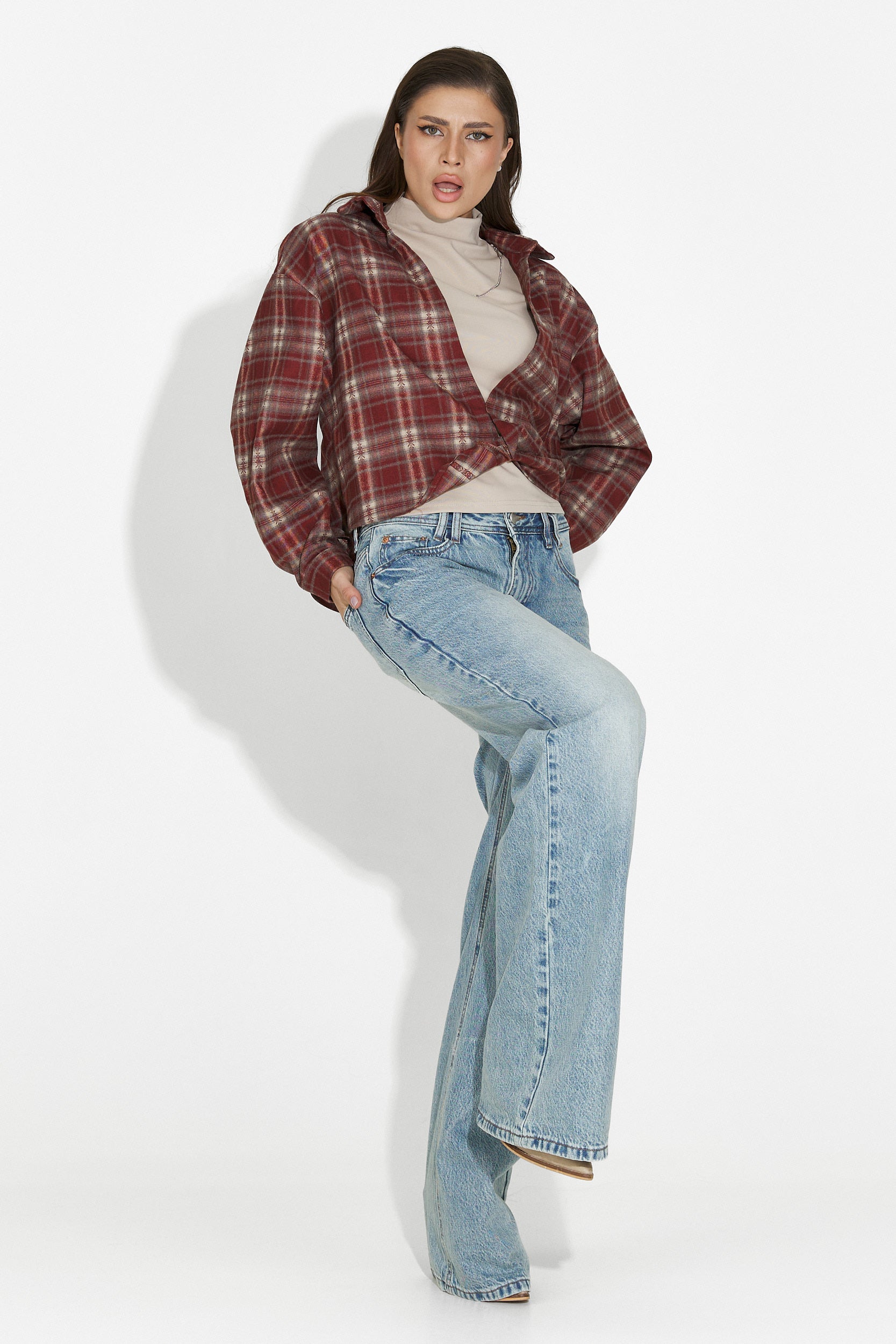 Noielia Bogas női ing és bordó top szett