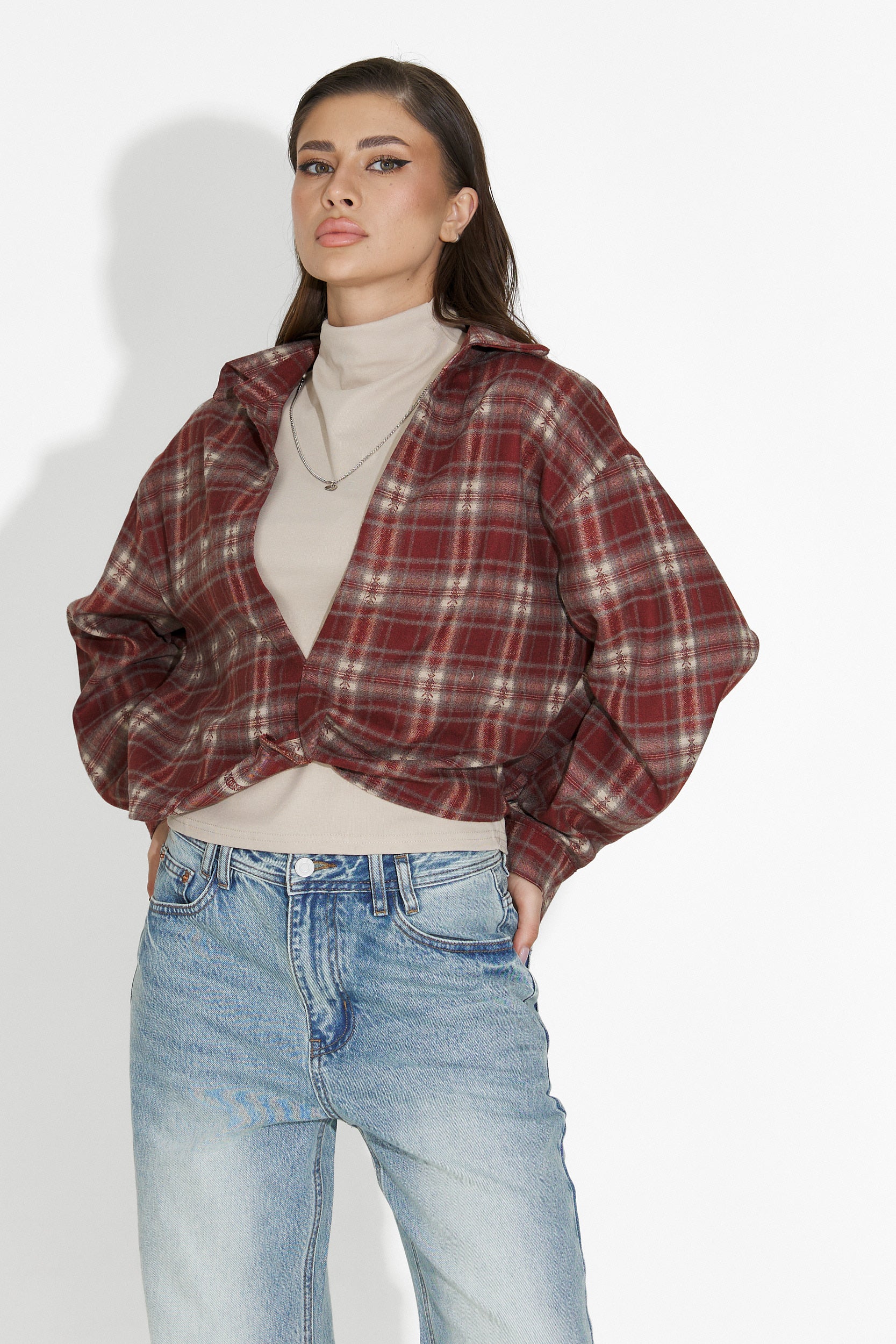 Noielia Bogas női ing és bordó top szett