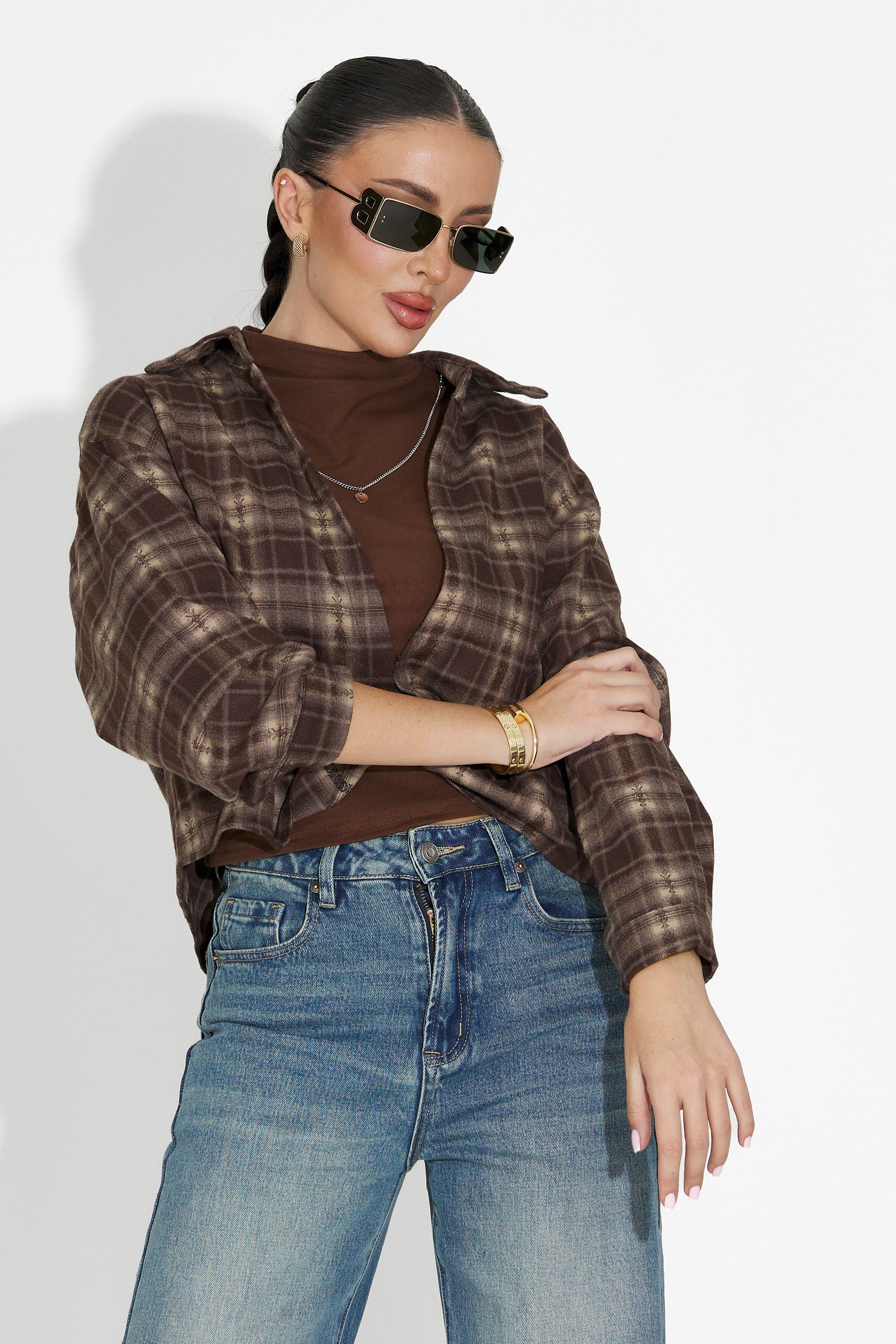 Noielia Bogas női ing szett + barna top