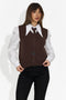 Ofeliana Bogas női szett 3 darabos: ing + mellény + barna nyakk