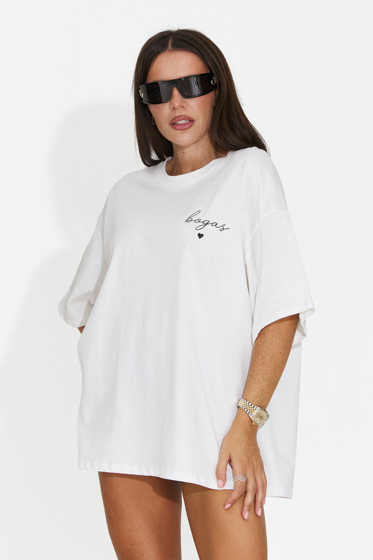 Tricou casual alb Favoneia Bogas