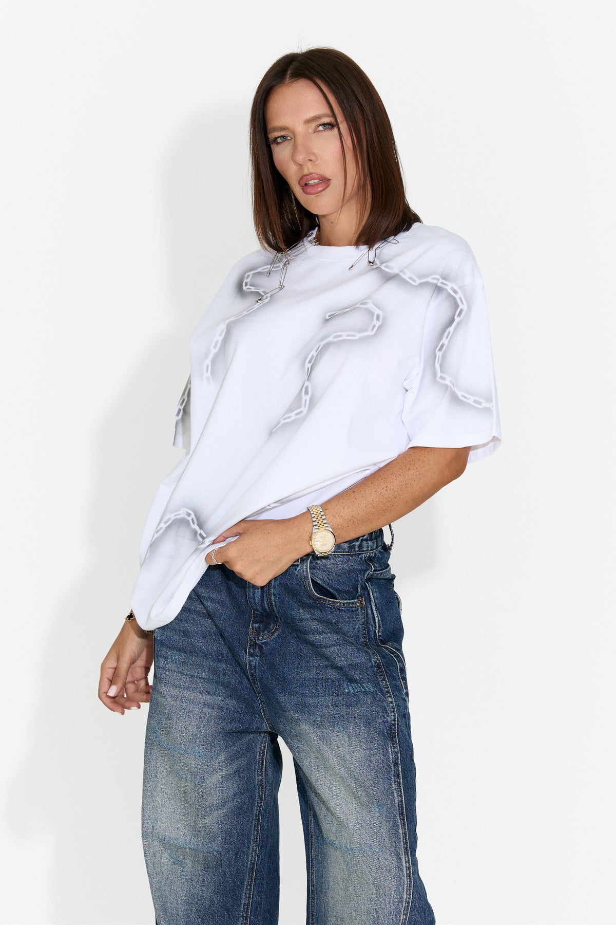 Tricou dama casual alb Rougha Bogas