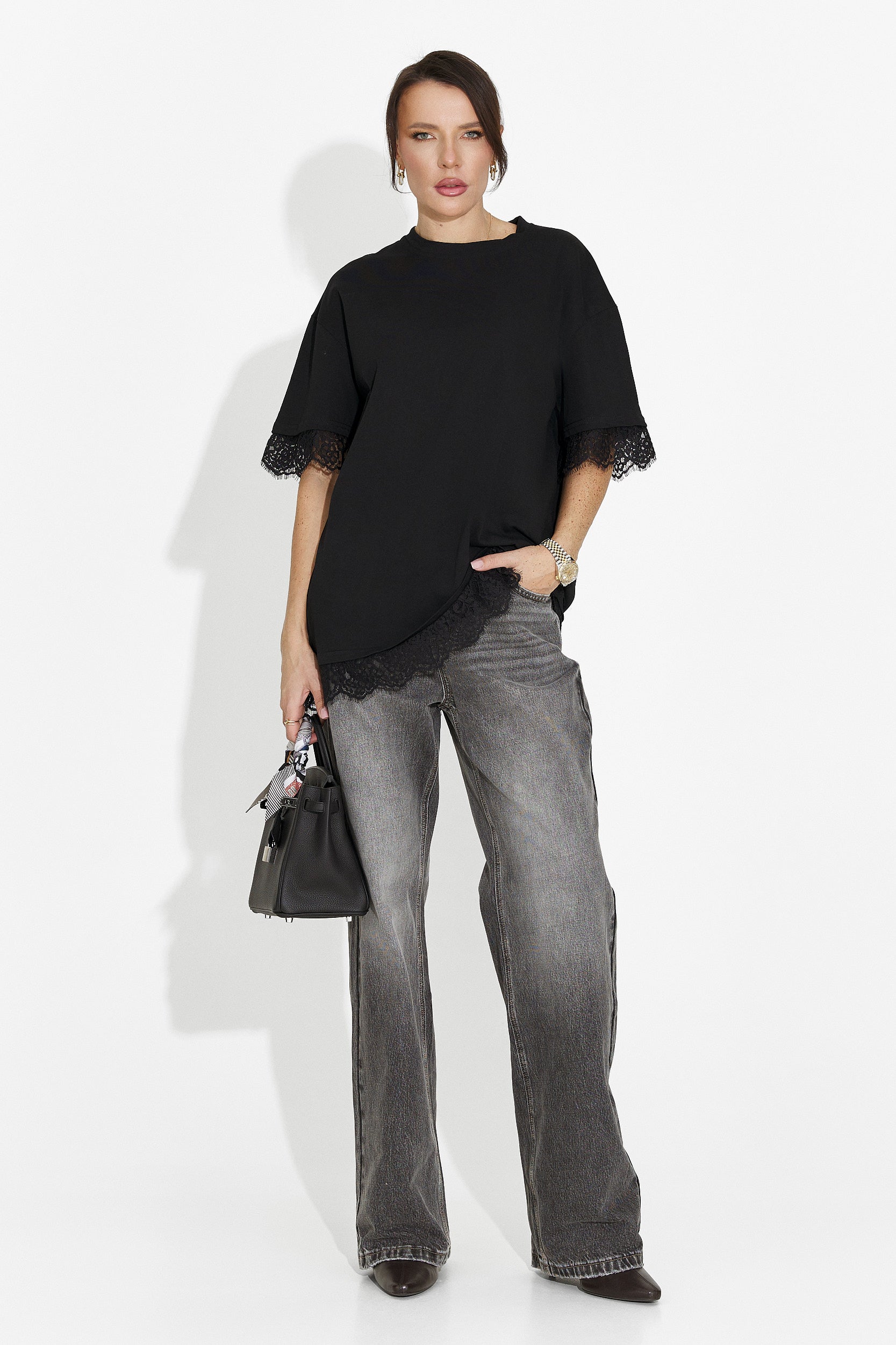 Női fekete alkalmi póló Wilda Bogas