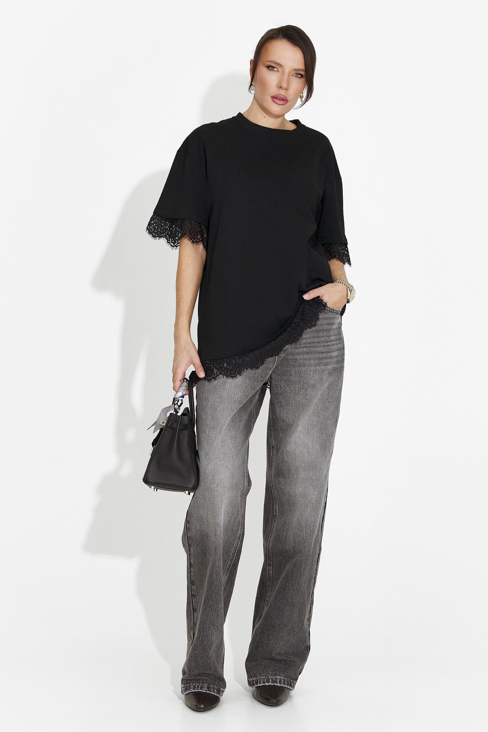 Női fekete alkalmi póló Wilda Bogas