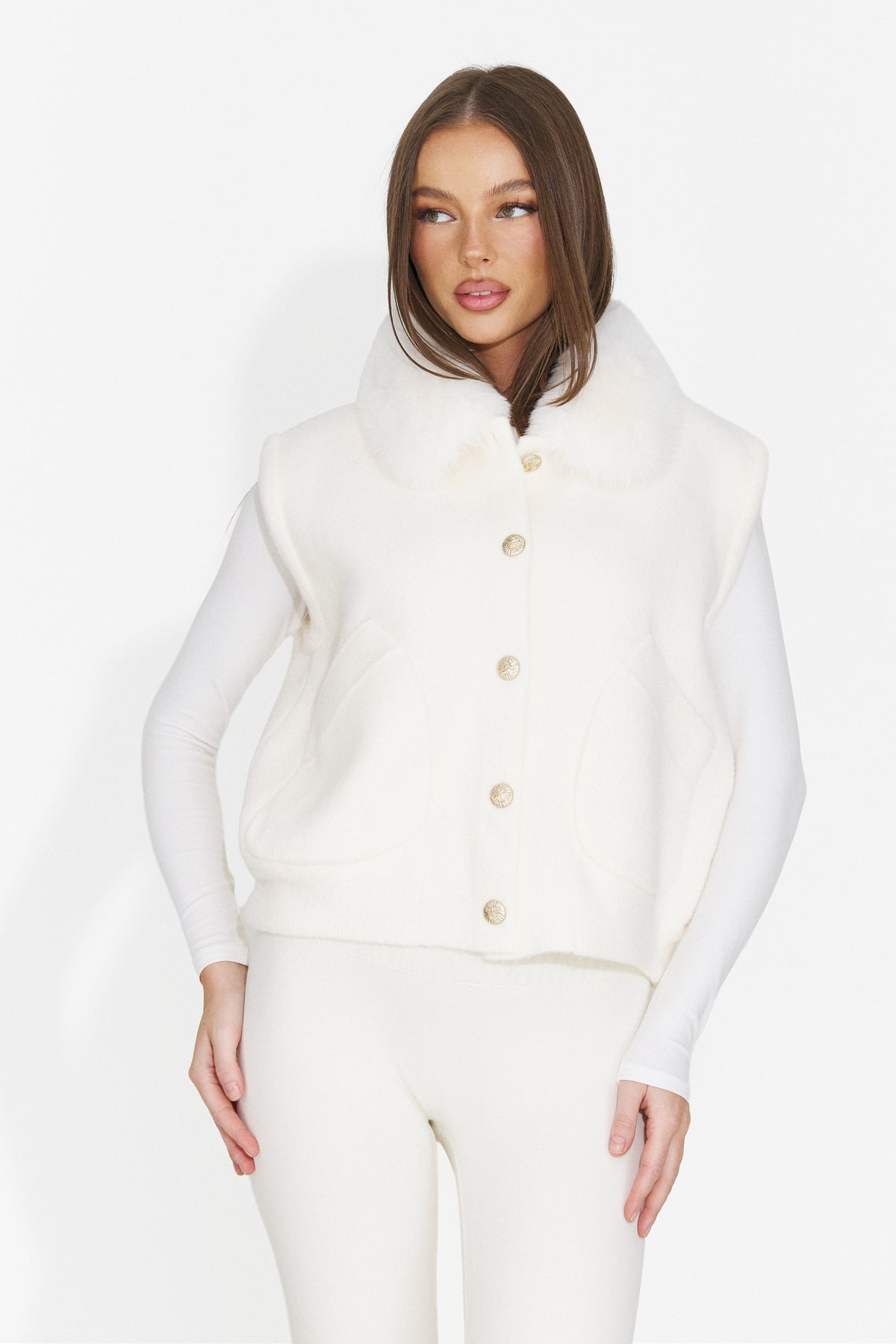 Vesta casual crem Chocesia Bogas