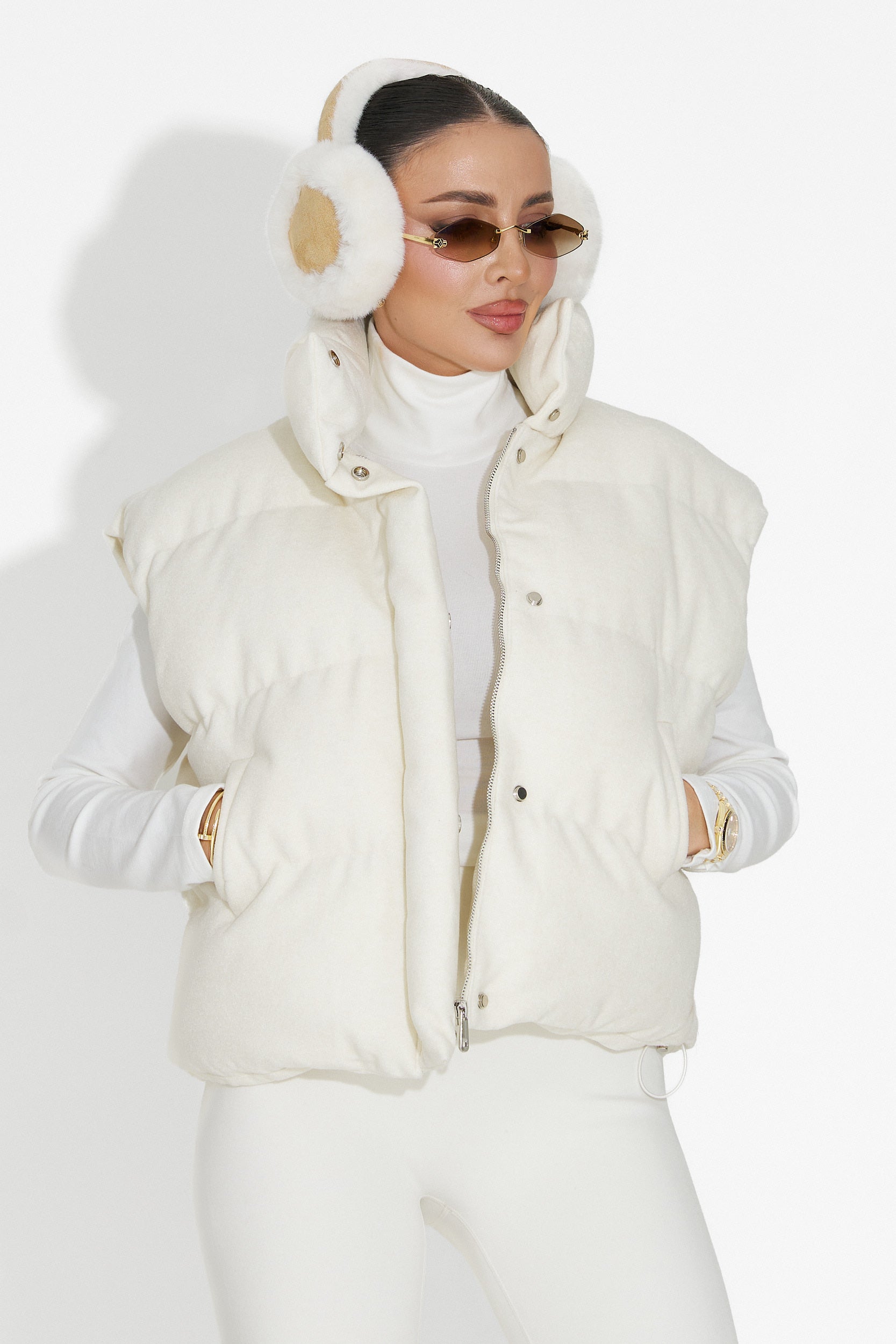 Cendira Bogas Alkalmi Beige Női Mellény