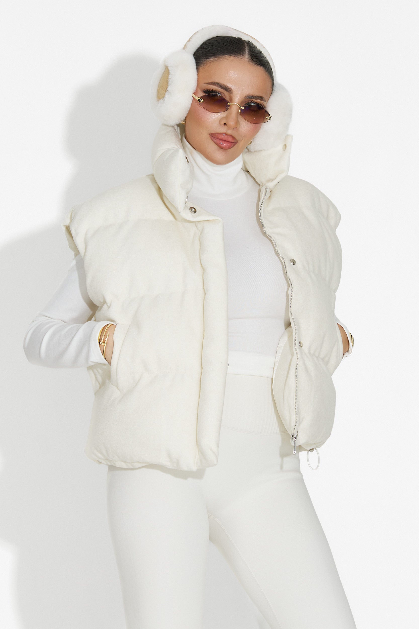 Cendira Bogas Alkalmi Beige Női Mellény