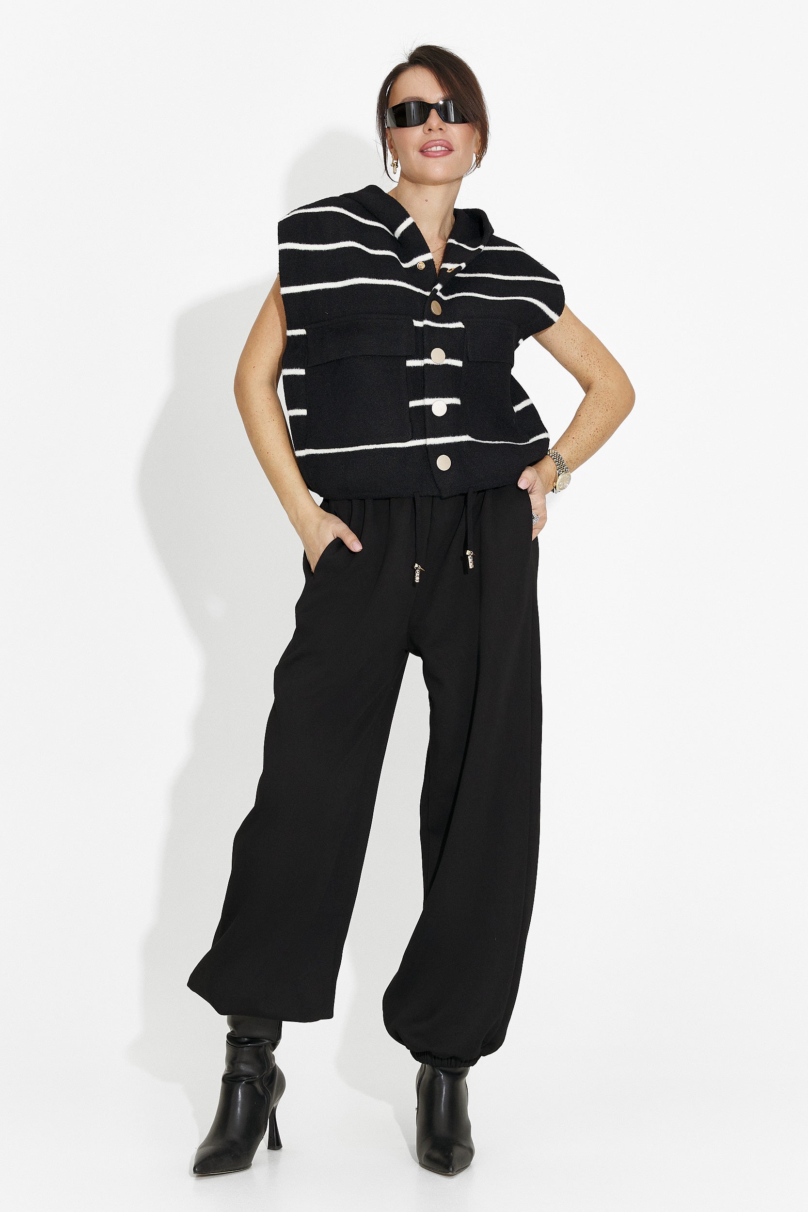 Fekete női alkalmi mellény Odeisa Bogas