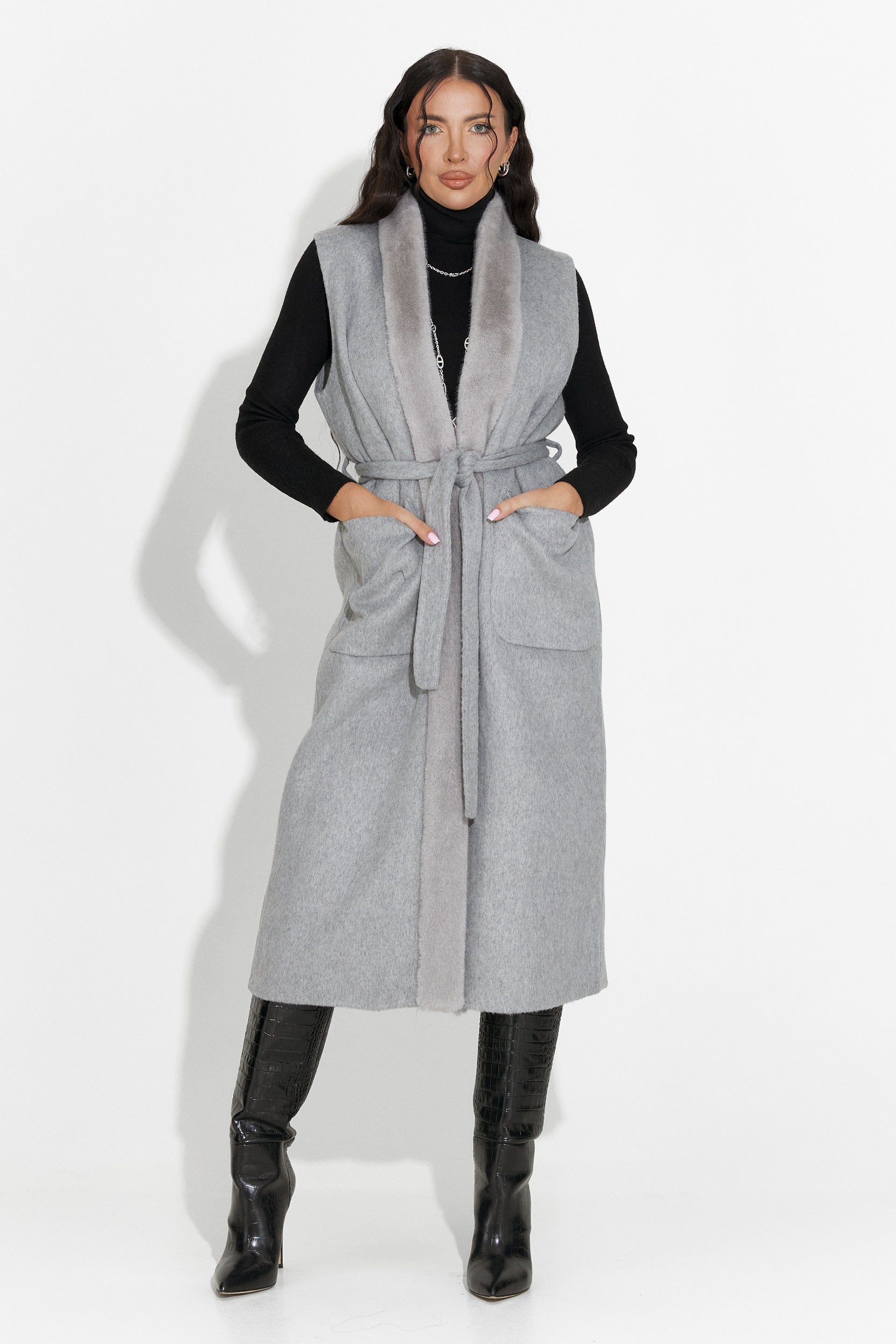 Elegáns női mellény szürke Brania Bogas