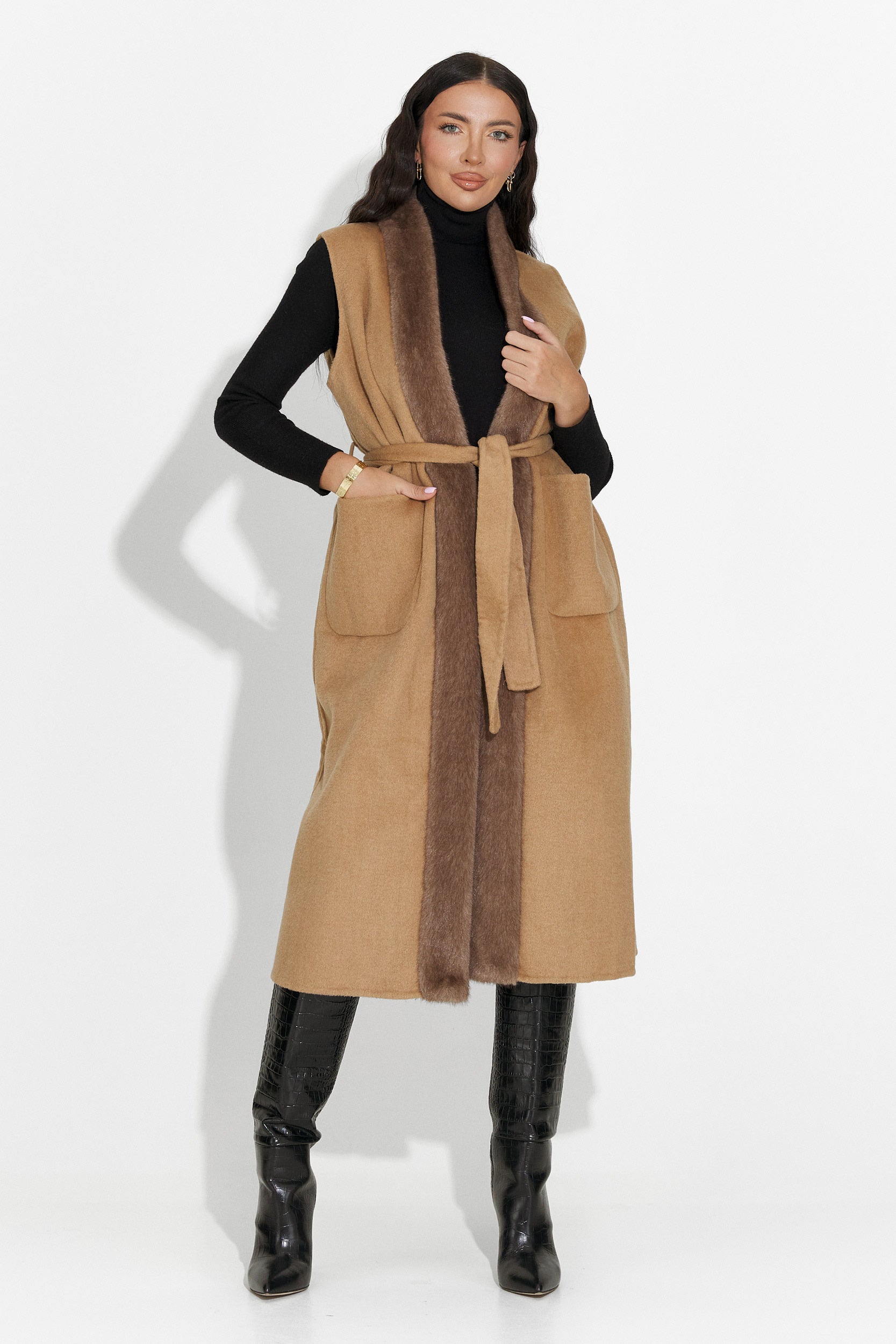 Elegáns női mellény barna Brania Bogas