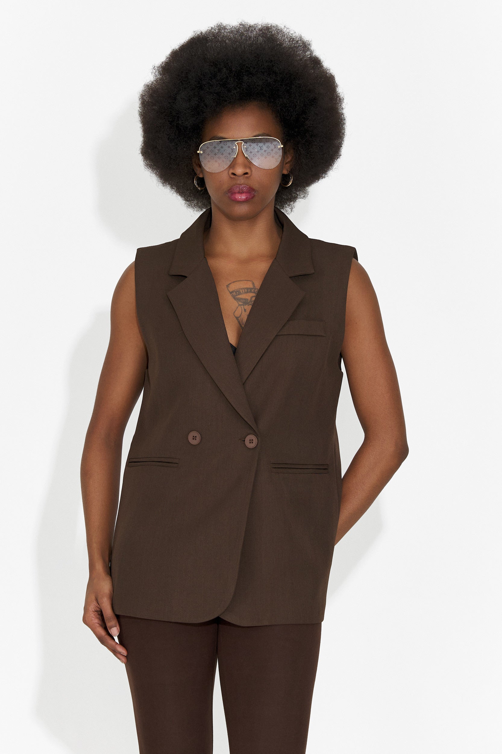 Elegáns női mellény barna Meghan Bogas